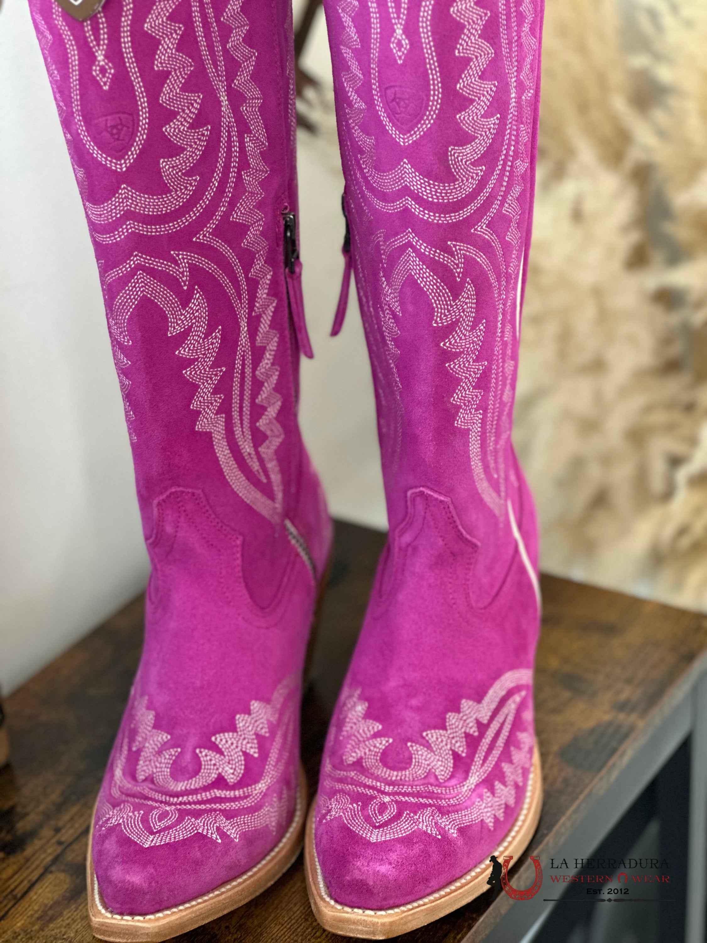 Womans Ariat Casanova Haute Pink Suede Botas Mujeres