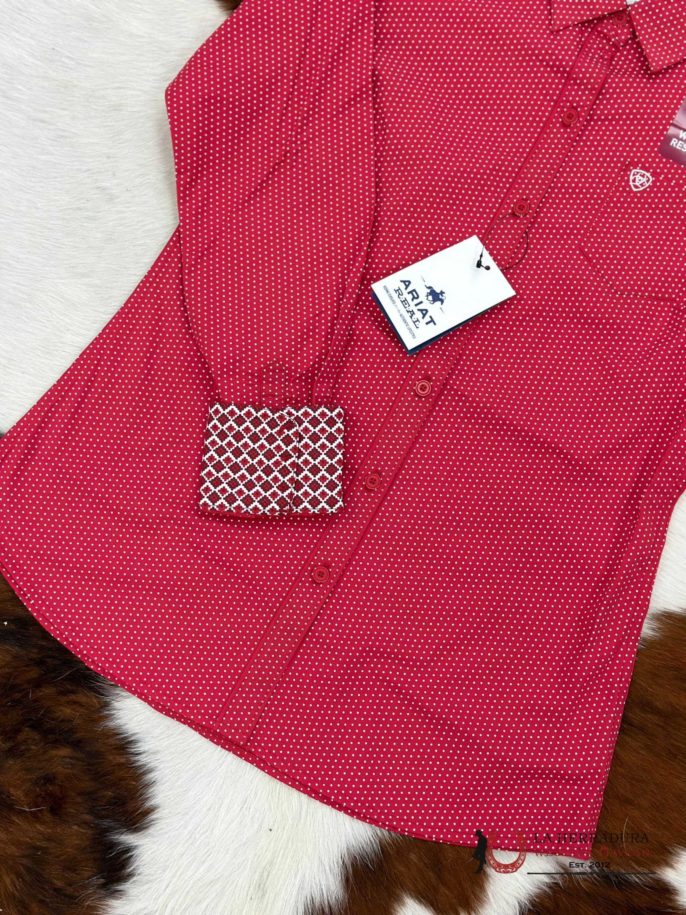 Women Ariat Kirby Carolina Dot Long Sleeve Shirt Ropa Mujeres