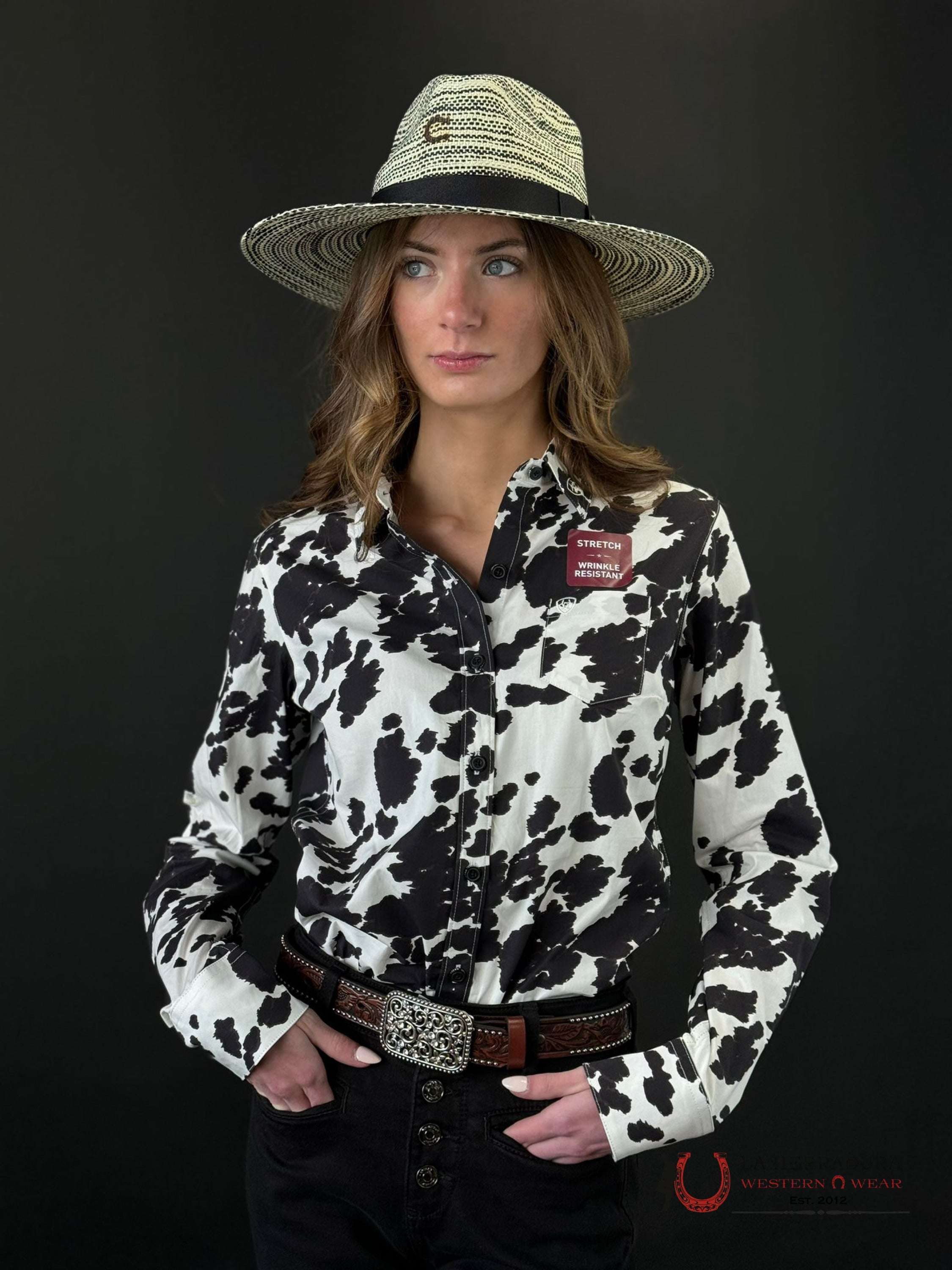 WOMEN ARIAT COW PRINT LONG SLEEVE SHIRT 10047225 – Laherradurawwnc.com