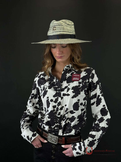 WOMEN ARIAT COW PRINT LONG SLEEVE SHIRT 10047225