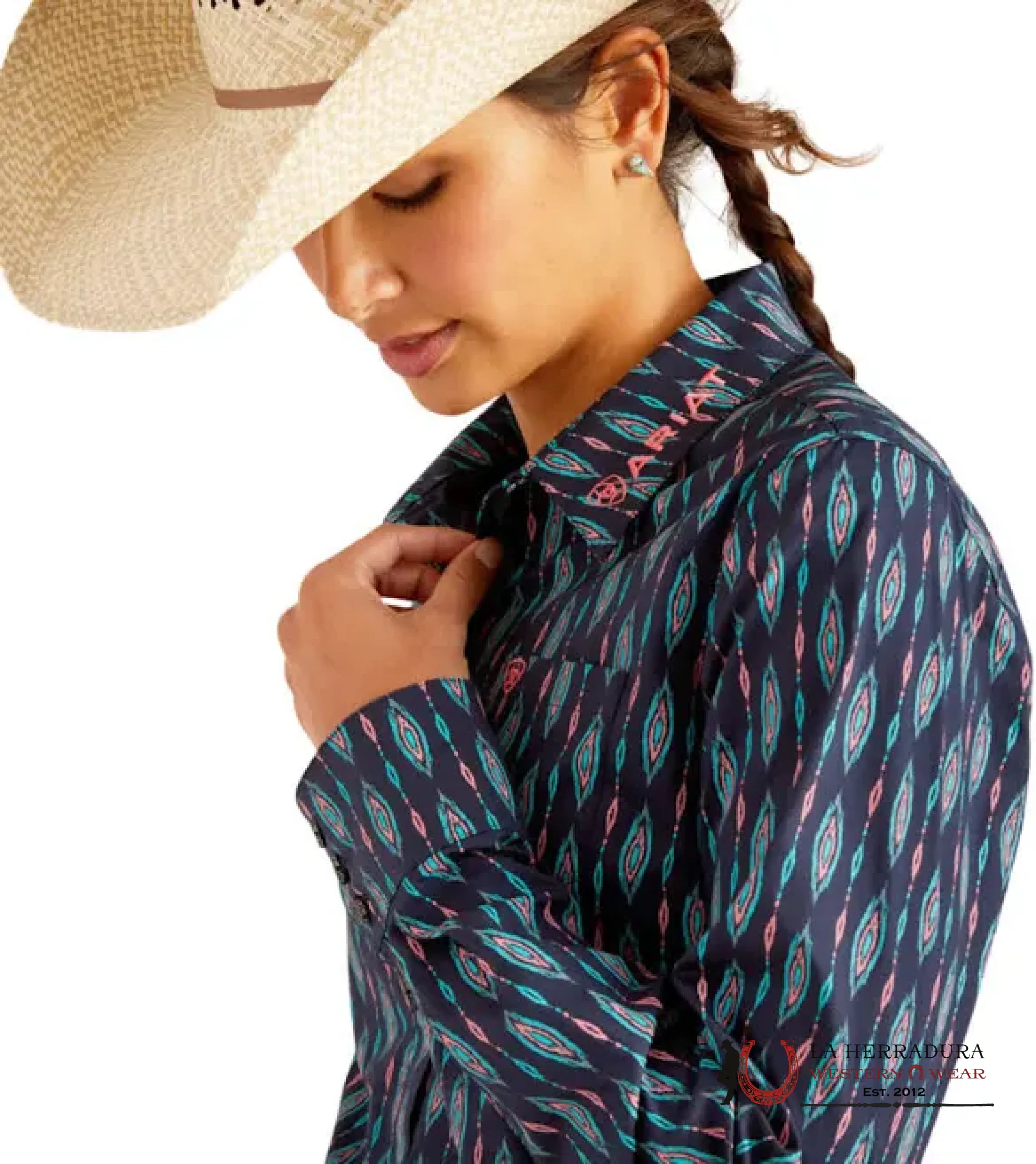 WOMEN ARIAT KIRBT STRECH BACKWOODS IKAT LONG SLEEVE SHIRT 10048753 ROPA MUJERES