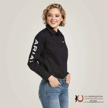 WOMEN ARIAT KIRBY LONG SLEEVE SHIRAT BLACK / WHITE 10033034