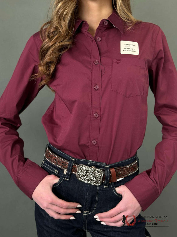Women Ariat Kirby Long Sleeve SOLID BURGUNDY