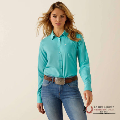 WOMEN ARIAT KIRBY PRO TEAM LONG SLEEVE SHIRT BLUE TURQUOISE 10054758