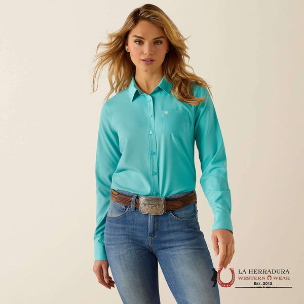 WOMEN ARIAT KIRBY PRO TEAM LONG SLEEVE SHIRT BLUE TURQUOISE 10054758