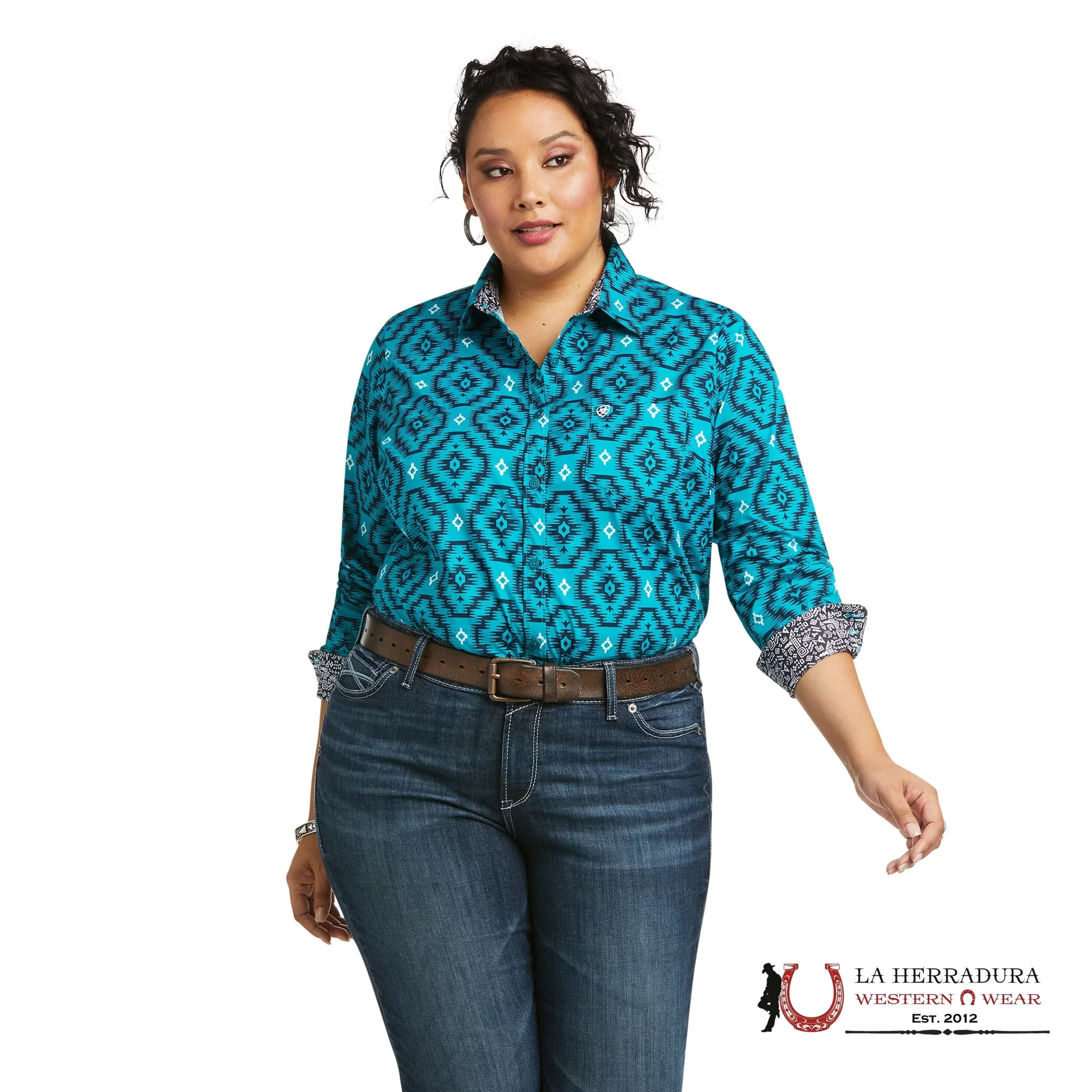 WOMEN ARIAT LAKE BLUE LONG SLEEVE SHIRT 10037404 ROPA MUJERES