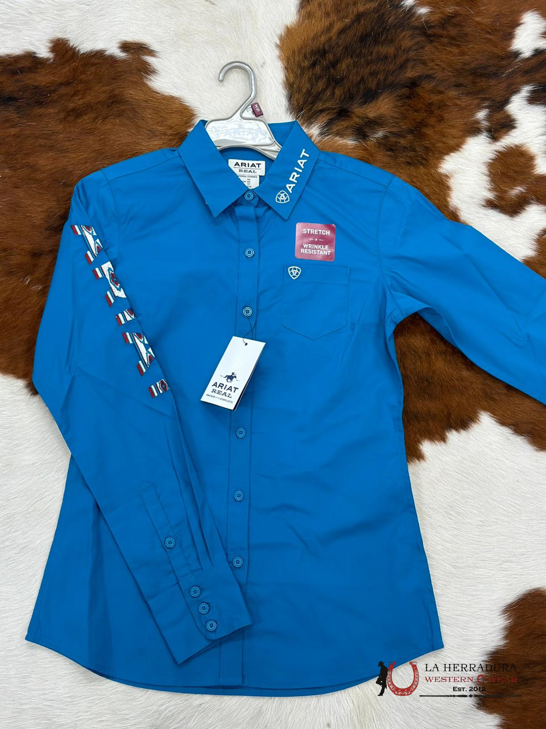 Women Ariat Crystal Teal Long Sleeve Shirt Ropa Mujeres