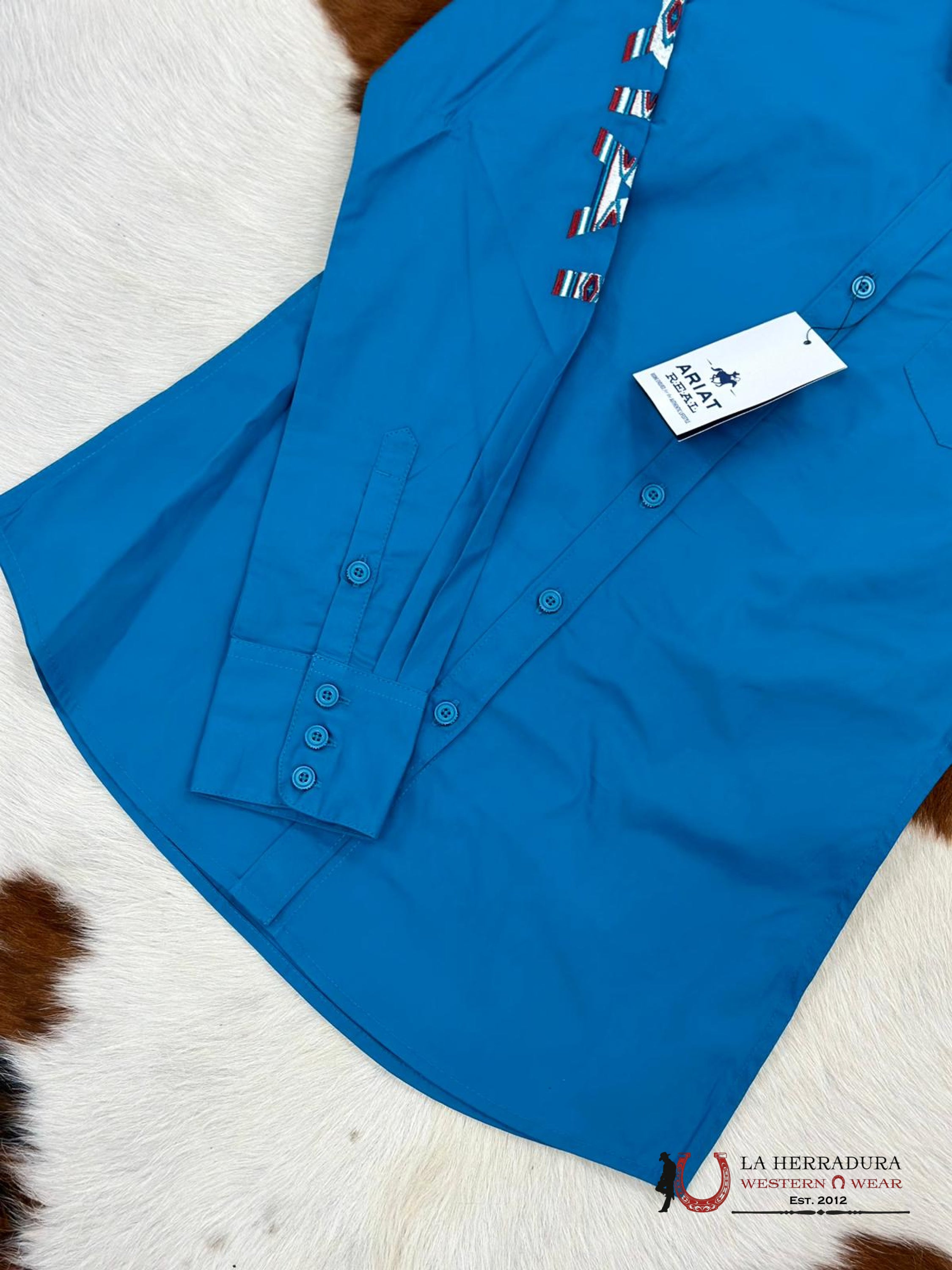 Women Ariat Crystal Teal Long Sleeve Shirt Ropa Mujeres