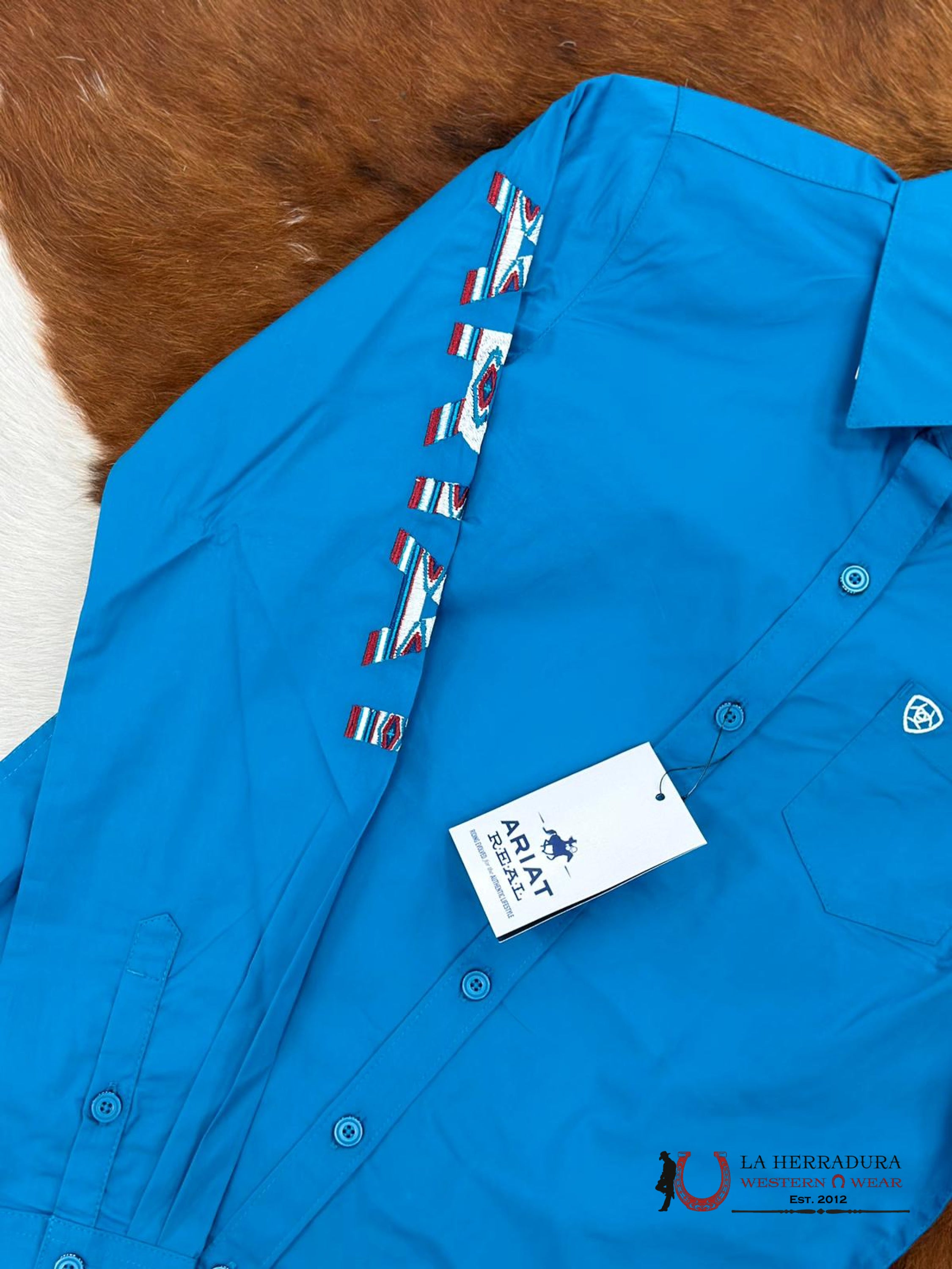 Women Ariat Crystal Teal Long Sleeve Shirt Ropa Mujeres