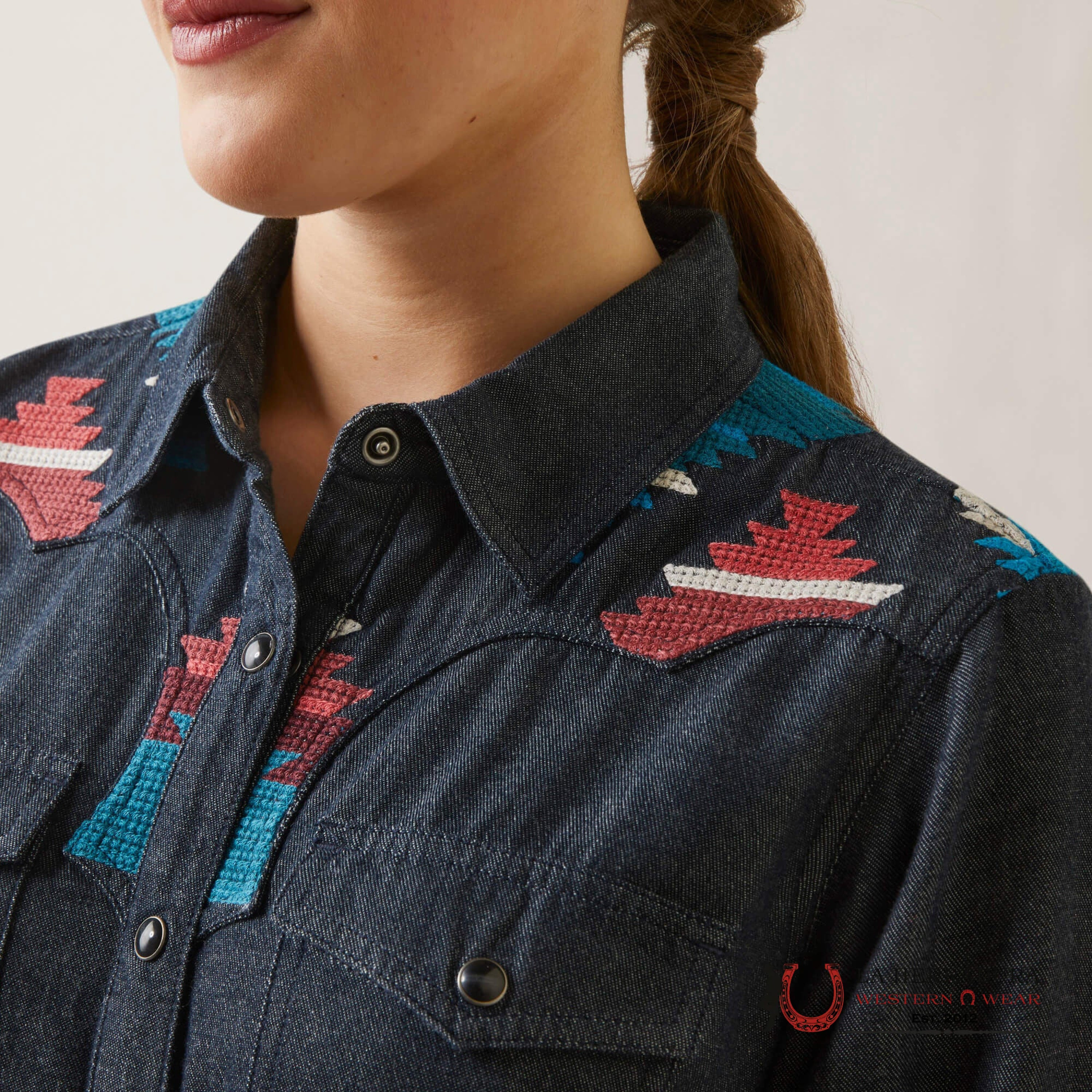 WOMEN ARIAT RINSED BOTTON UP LONG SHIRAT 10046312 ROPA MUJERES