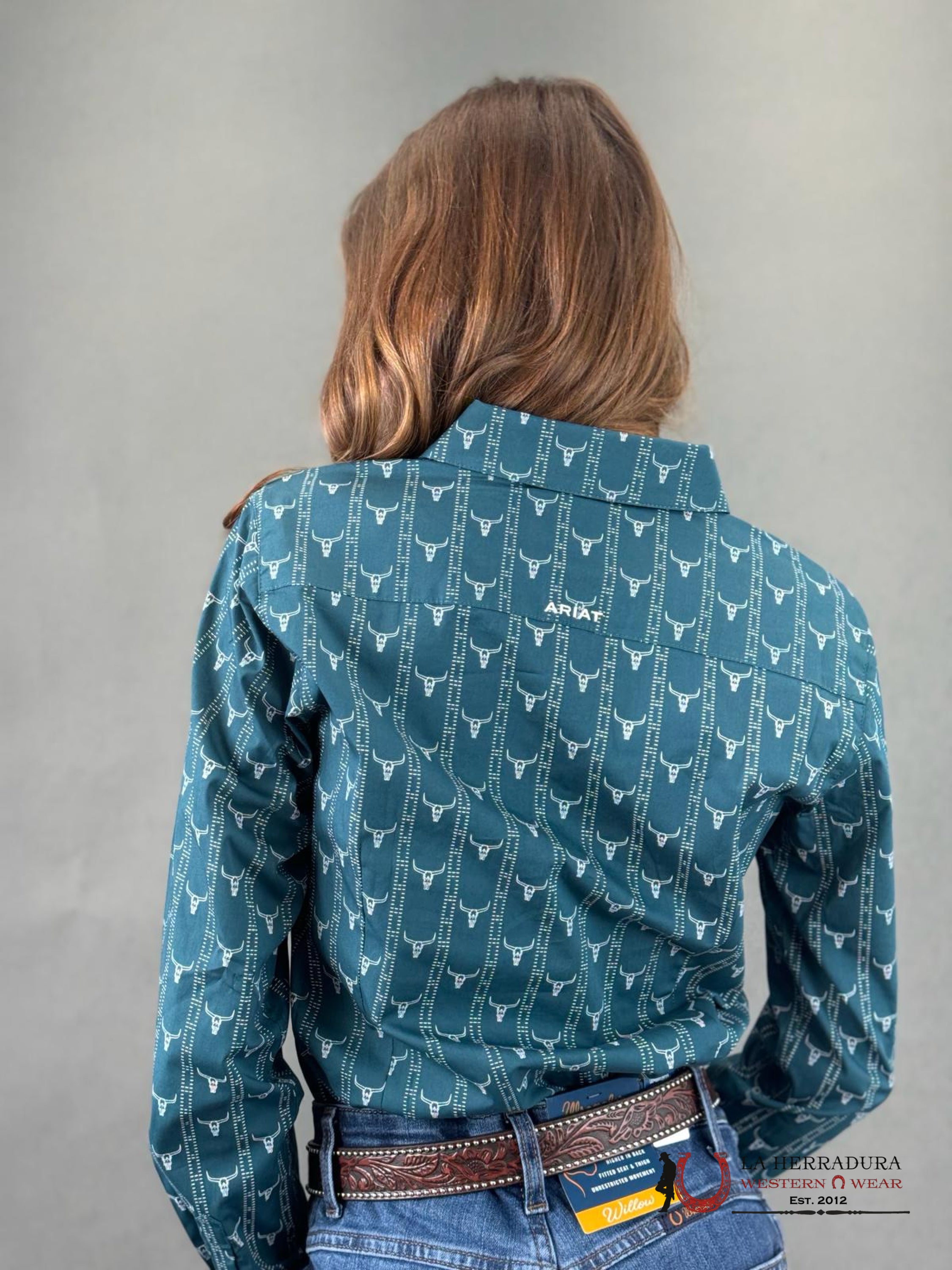 Women Ariat Kirby Steerhead Print Long Sleeve Shirt Ropa Mujeres