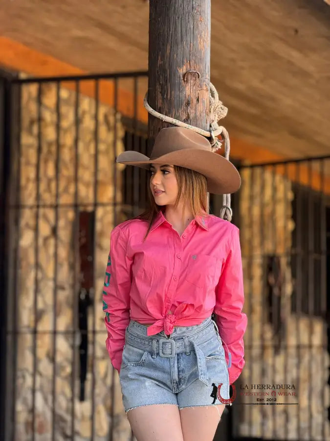 Women Ariat Team Kirby Long Sleeve Camellia Rose Ropa Mujeres