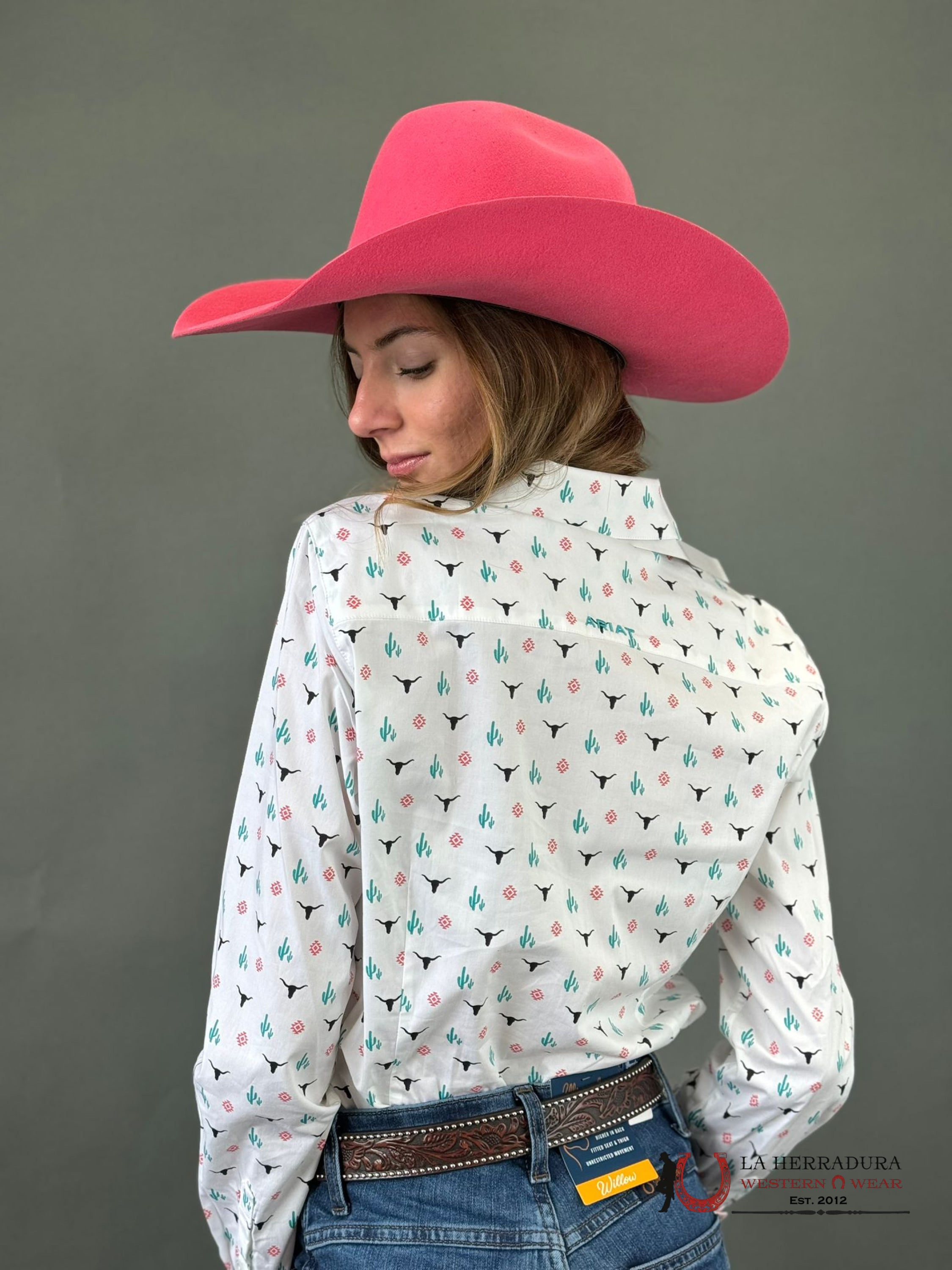 Women Ariat Team Kirby Long Sleeve Steer Garden Western Print Ropa Mujeres