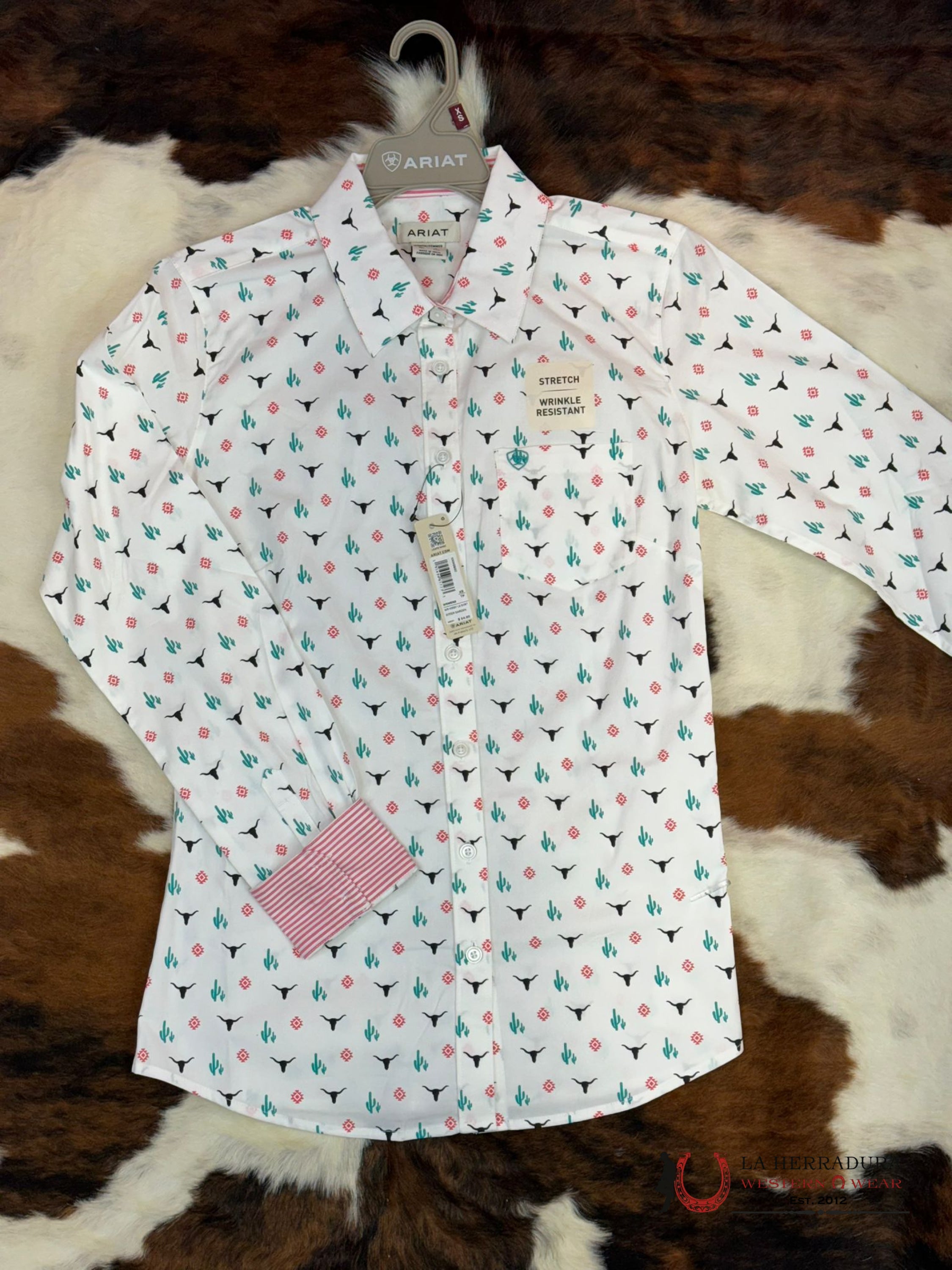 Women Ariat Team Kirby Long Sleeve Steer Garden Western Print Ropa Mujeres