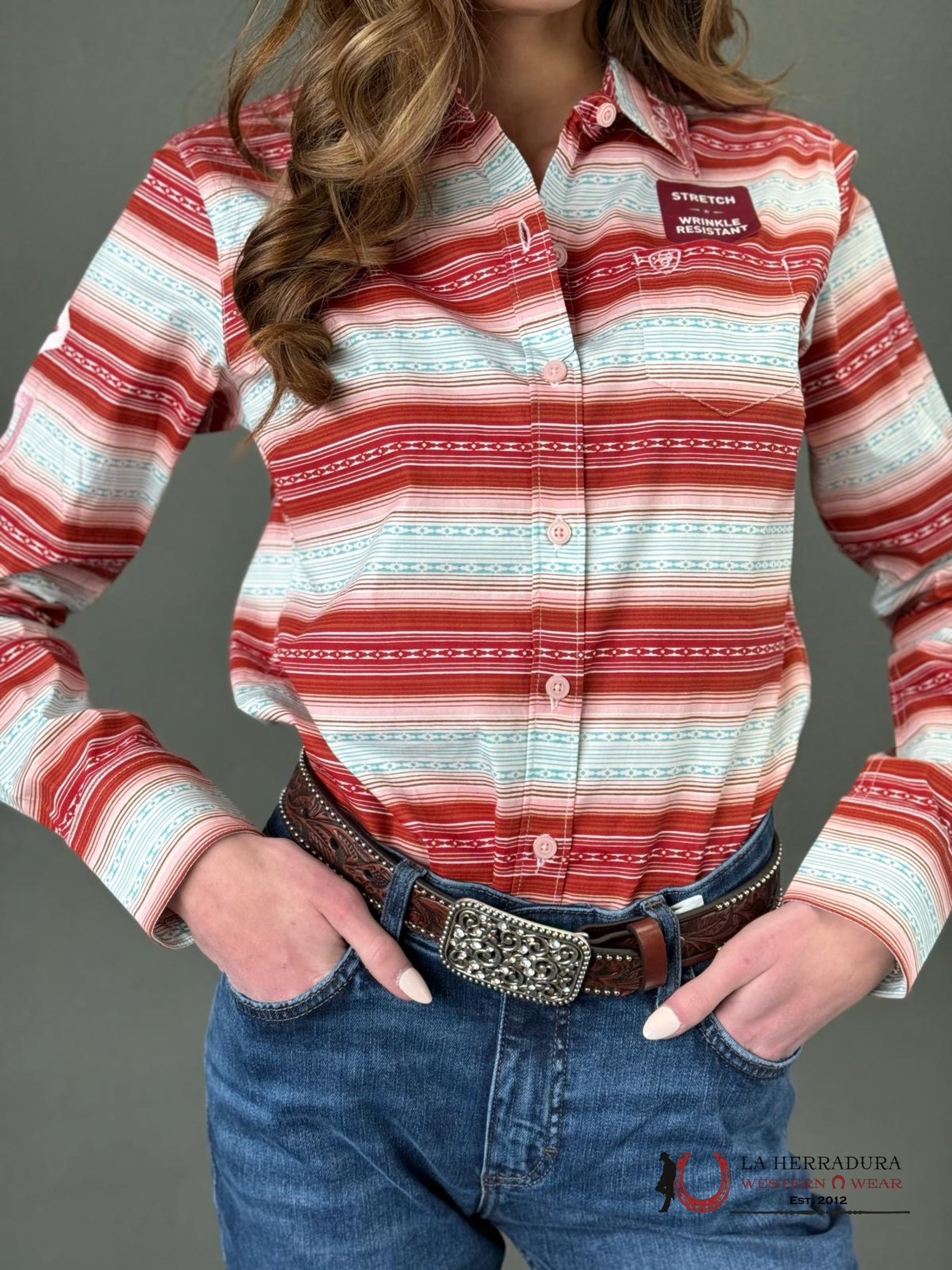 Women Ariat Team Kirby Savannah Print Long Sleeve Shirt Ropa Mujeres