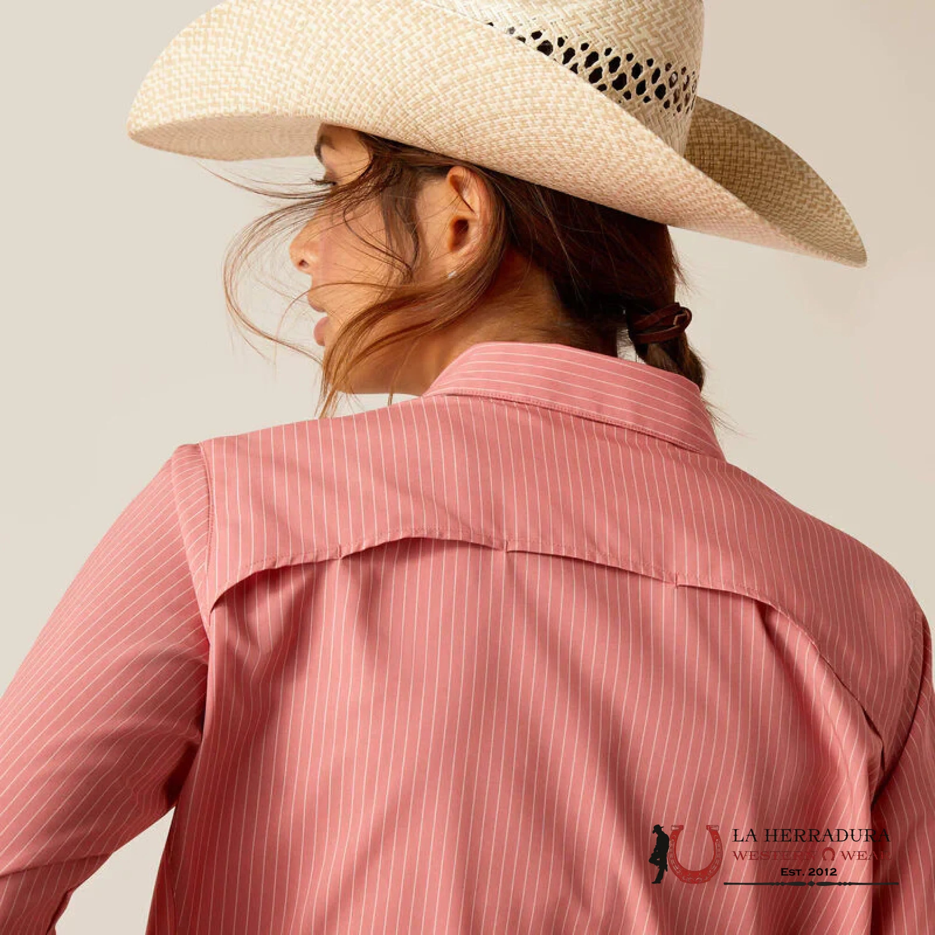 Women Ariat Venttek Faded Rose Pinestripe Long Sleeve Shirt Ropa Mujeres