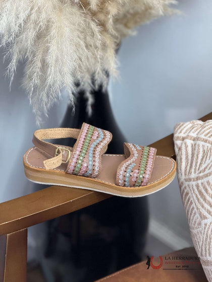 HUARACHE ONDAS COLOR CAFÉ CLARO PARA MUJER CON PUNTA ABIERTA