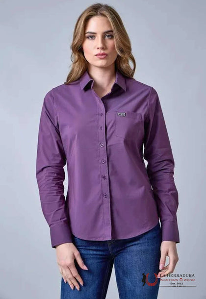 Camisa larga de manga larga Kim Ranch color ciruela para mujer