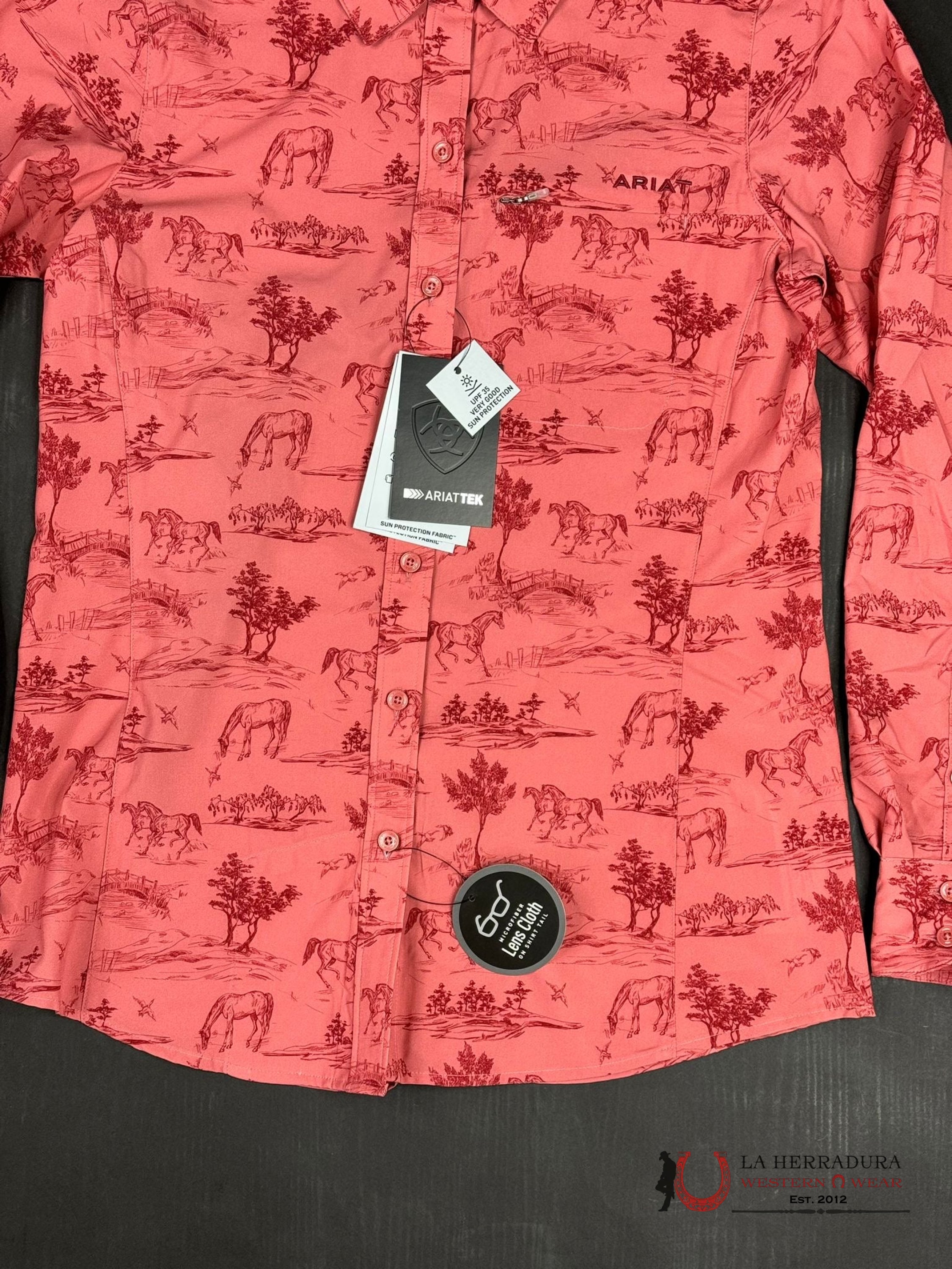 Women Ariat Ventek Long Sleeve Shirt Faded Rose Toile Ropa Mujeres