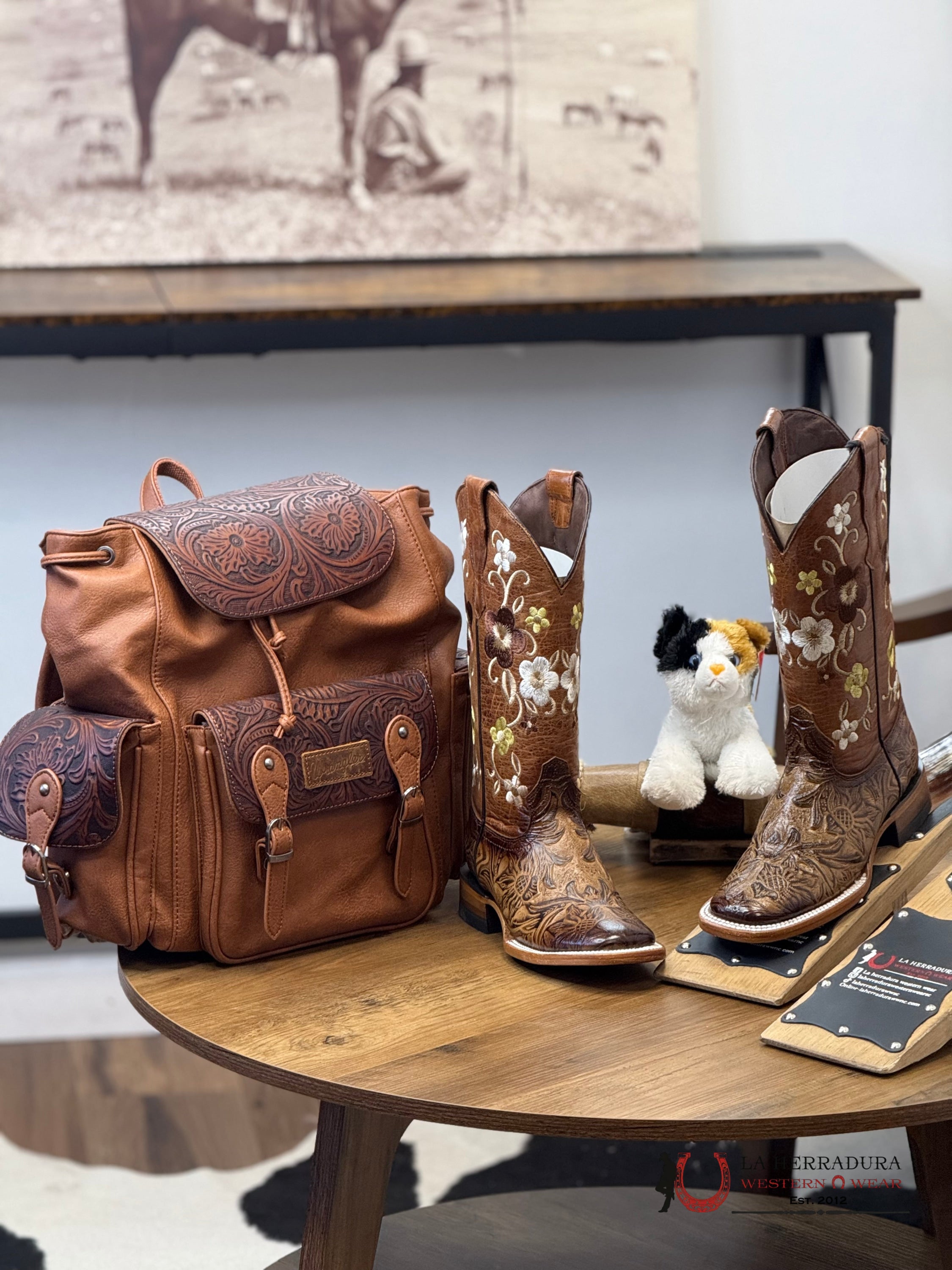 Womens Parais Hand Tooled Cedona Honey Square Toe Botas Mujeres