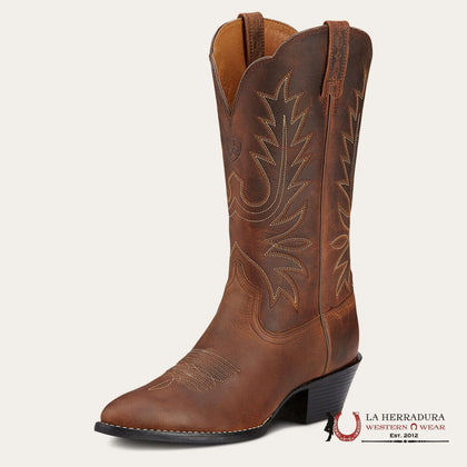 WOMENS ARIAT HERITAGE WESTERN ROUND TOE DISTRESSED BROWN 10001021