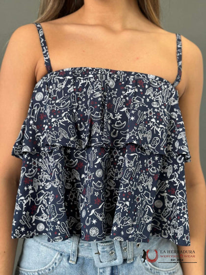 WOMEN'S ARIAT HOWDY PRINT SLEEVELESS TOP MULTI WESTERN PRINT 10045012