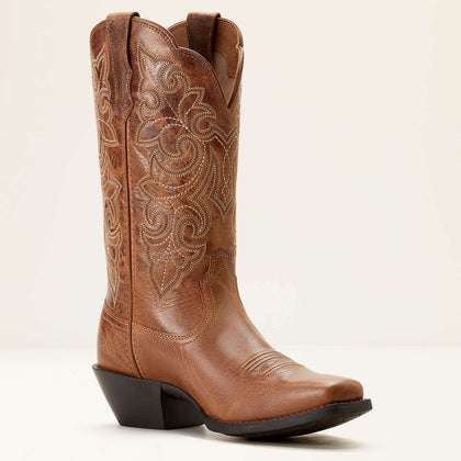 WOMENS ARIAT READY RUSSET WESTERN ROUND UP SQUARE TOE BOOTS 10053733