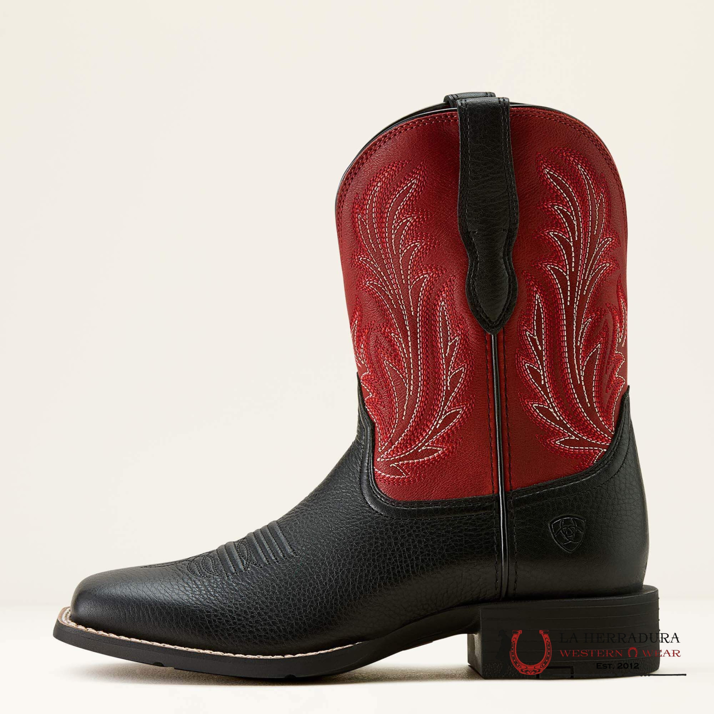 WOMENS ARIAT ROUND UP FILLY BLACK DEERTAN BLOOD RED 10064075 BOTAS MUJERES