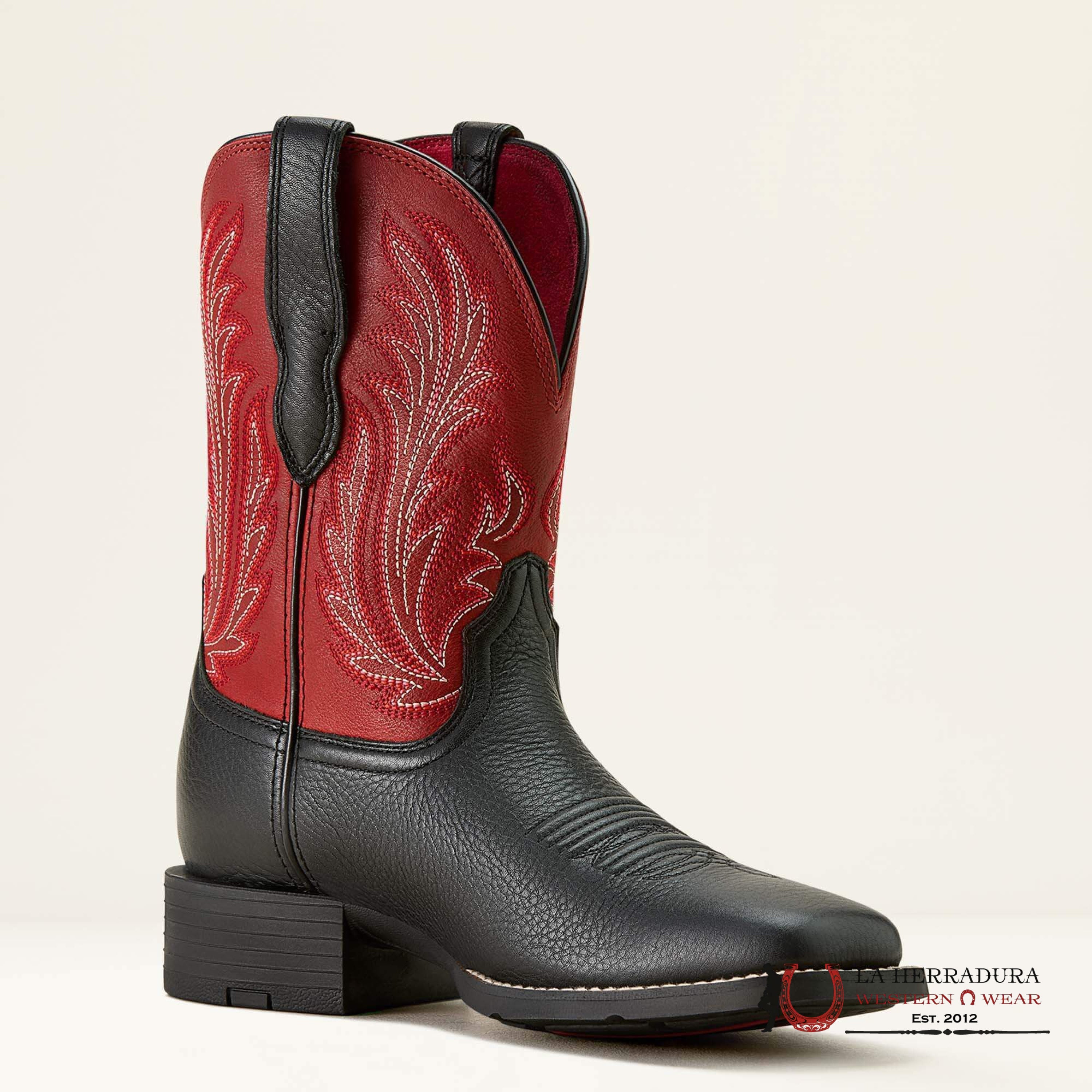 WOMENS ARIAT ROUND UP FILLY BLACK DEERTAN BLOOD RED 10064075 BOTAS MUJERES