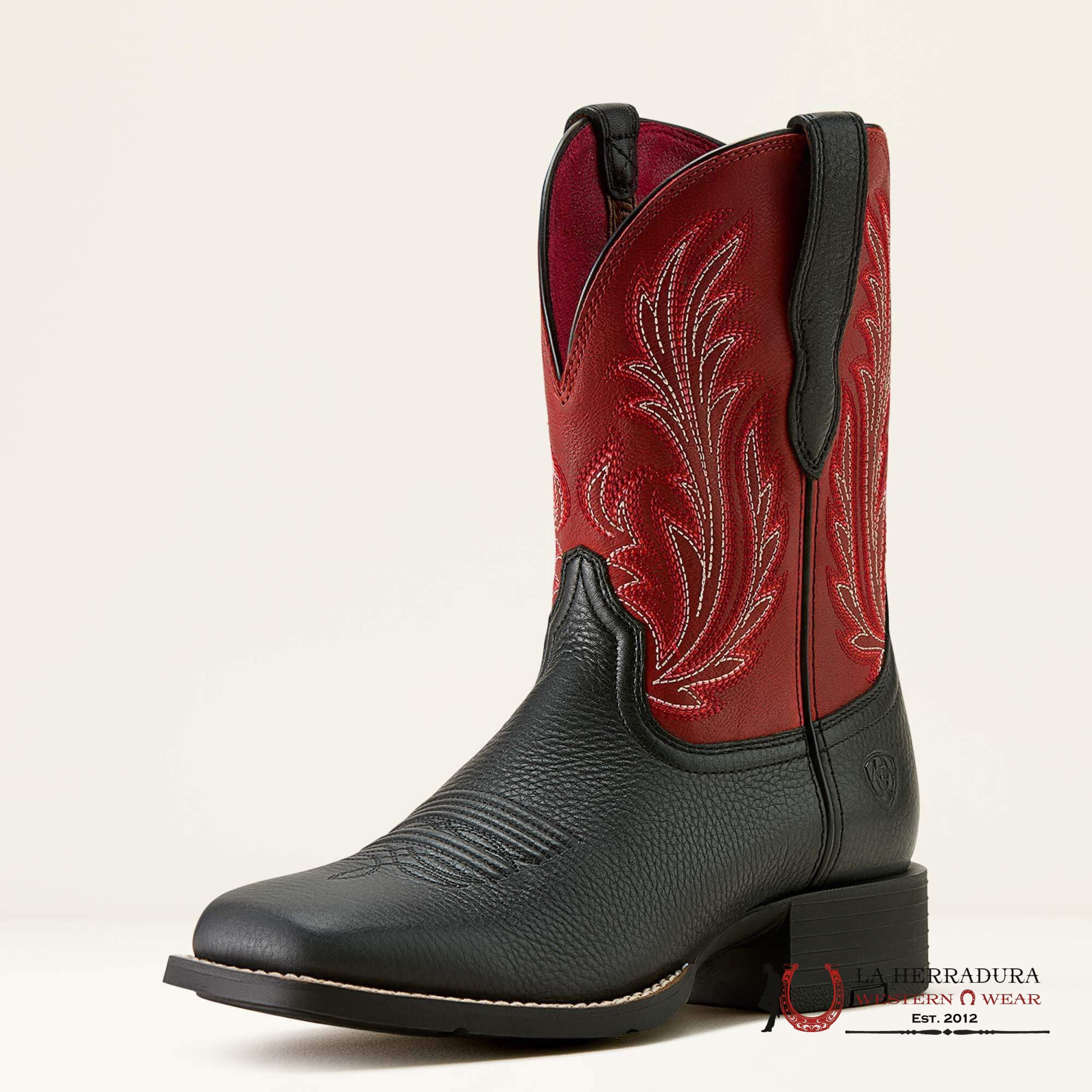WOMENS ARIAT ROUND UP FILLY BLACK DEERTAN BLOOD RED 10064075 BOTAS MUJERES
