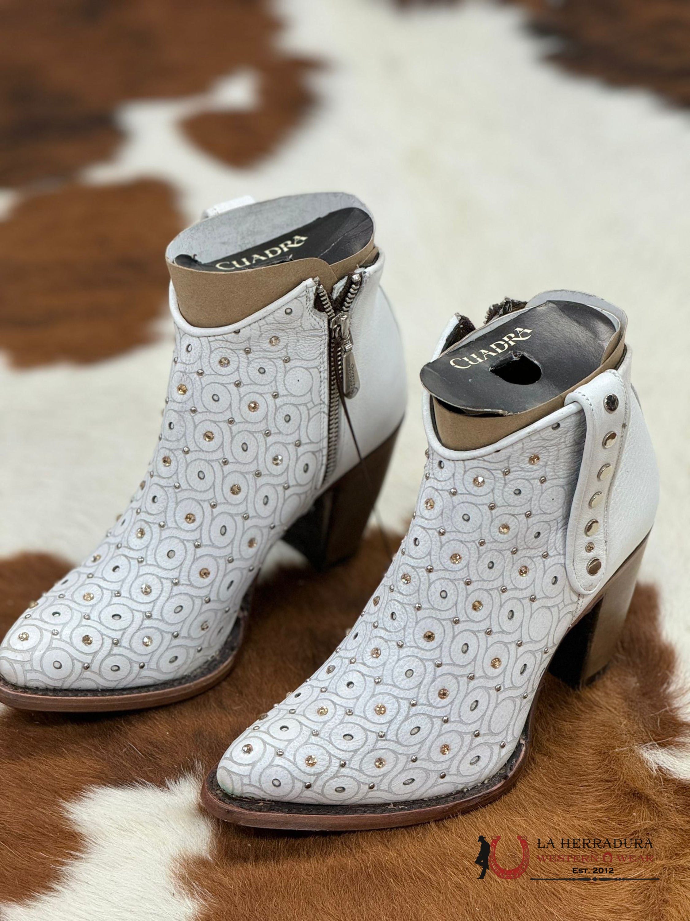 Womens Cuadra Barcelona Blanco Crystals Short Boot Botas Mujeres