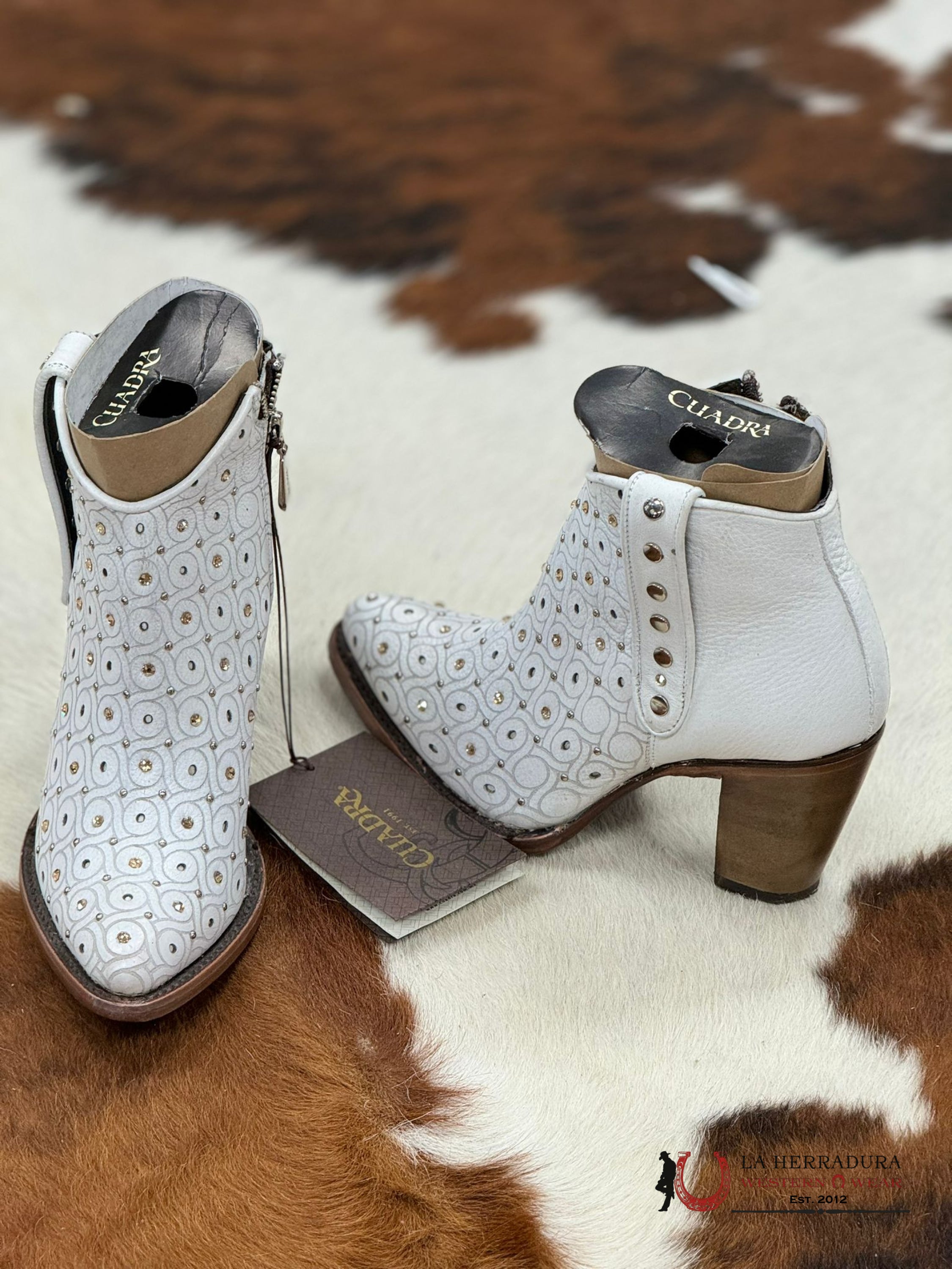 Womens Cuadra Barcelona Blanco Crystals Short Boot Botas Mujeres