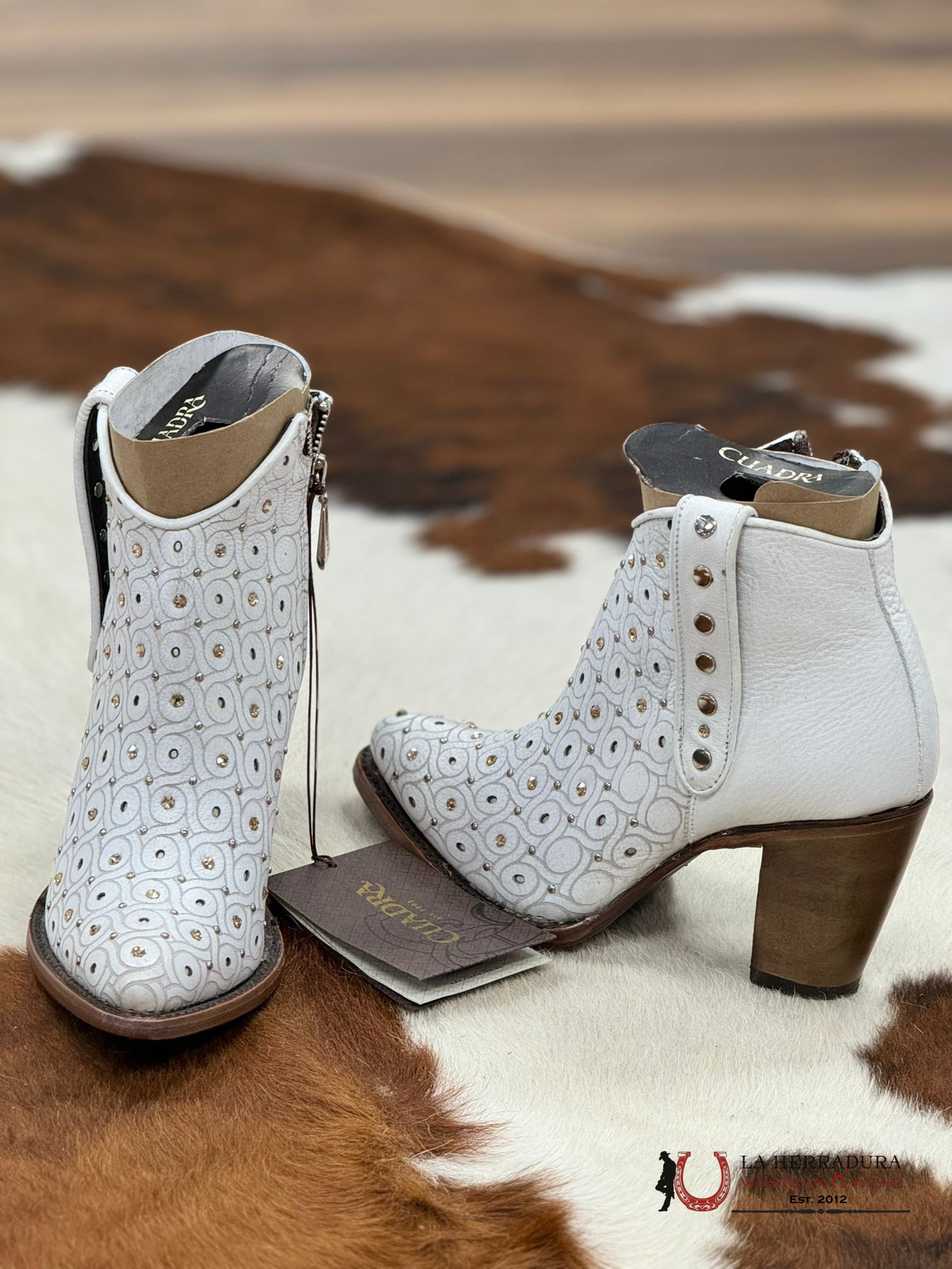 Womens Cuadra Barcelona Blanco Crystals Short Boot Botas Mujeres