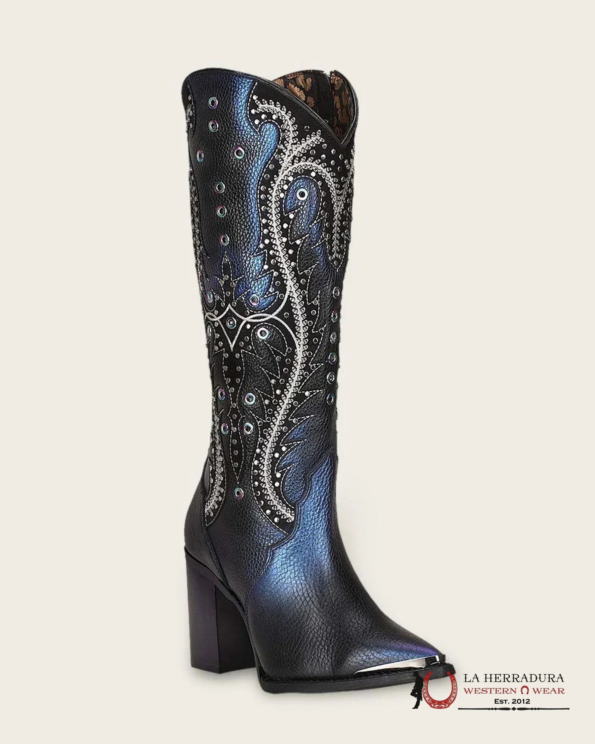 WOMENS CUADRA DE RES SANTANA SAPPHIRE NEGRO POINTED TOE CU727 BOTAS MUJERES