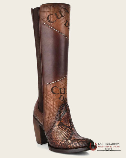 BOTAS LOS ALTOS PARA MUJER AVESTRUZ MOCHA ESTILO RODELO