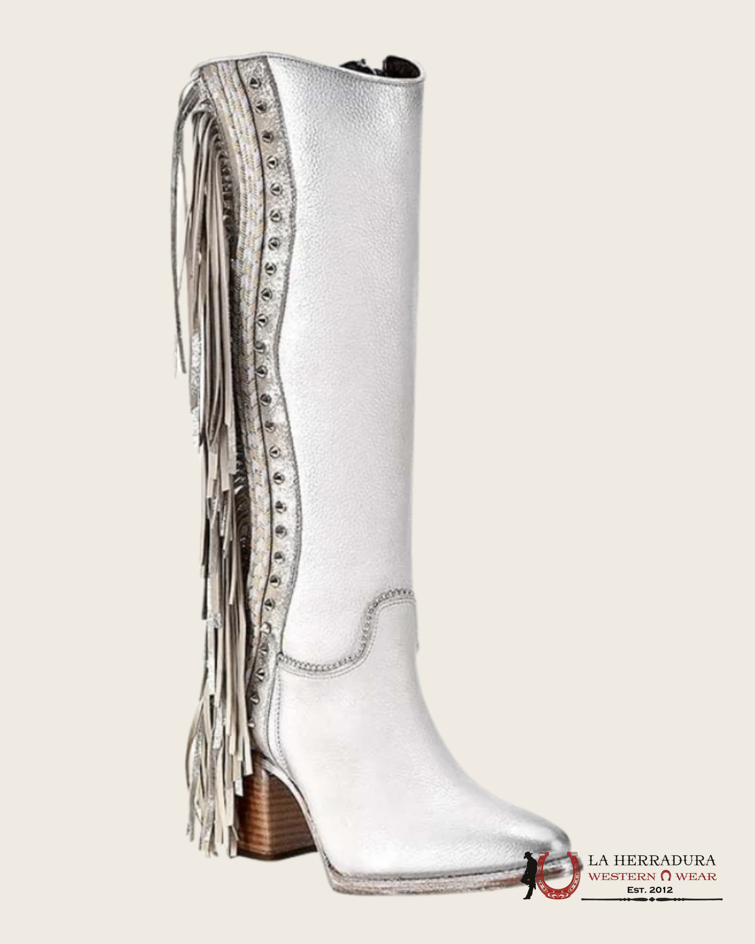 WOMENS CUADRA RES CORDOVA WHITE FRINGE POINT TOE TALL BOOT CU768 WOMENS CUADRA RES CORDOVA WHITE FRINGE POINT TOE TALL BOOT CU768