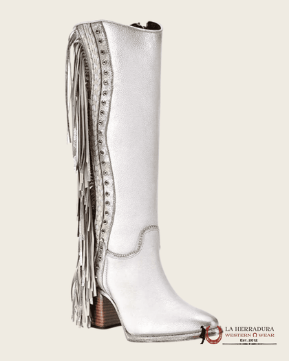 BOTA ALTA BLANCA CON FLECOS Y PUNTA EN PICO PARA MUJER CUADRA RES CÓRDOVA CU768