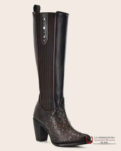BOTAS ALTAS DE PUNTA REDONDA PARA MUJER CUADRA RES CRUST MAPLE CON CREMALLERA, REMACHES Y LÁSER CU759