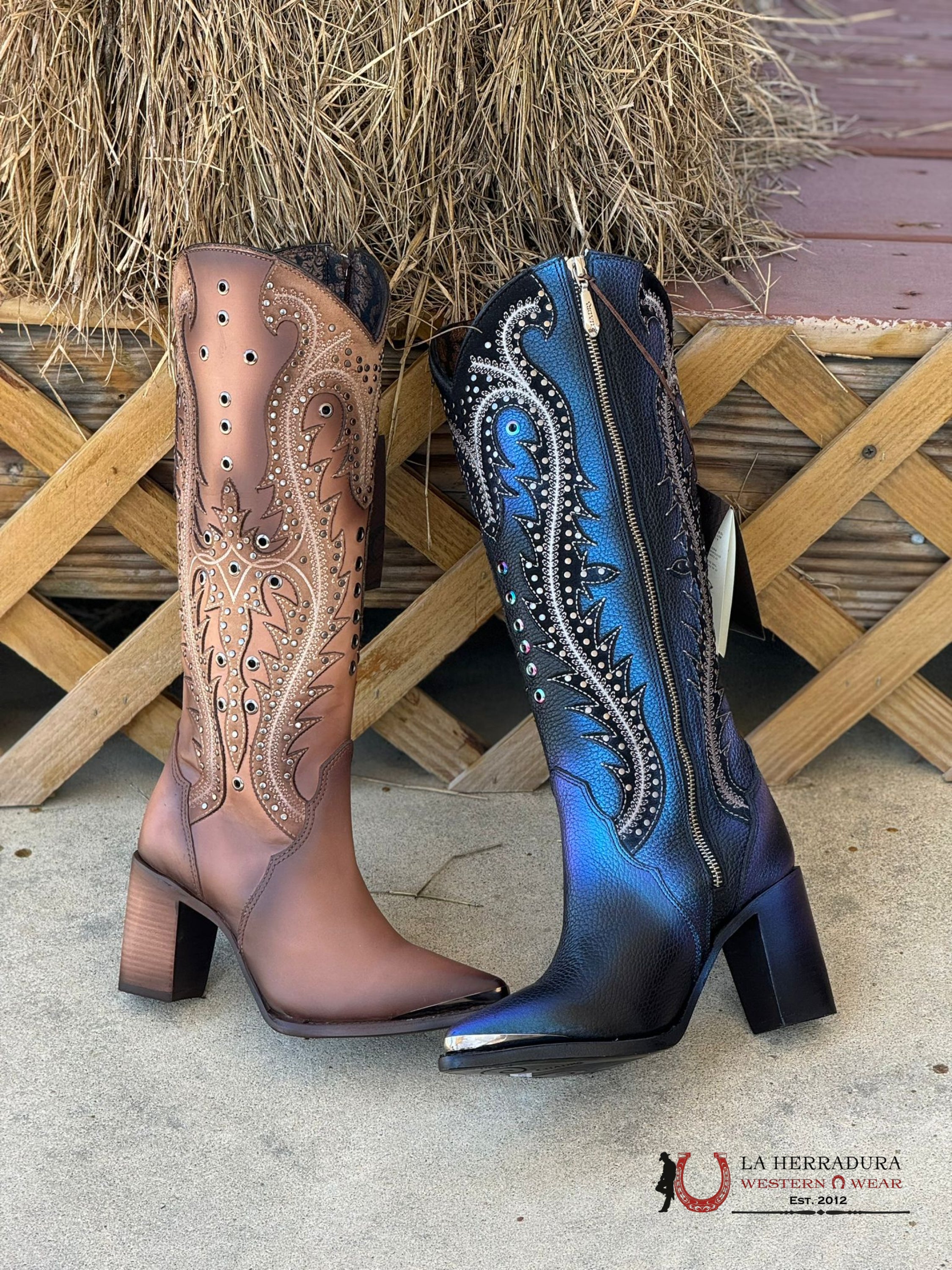 Womens Cuadra Res Crust Satro Arena Sand Overlay Embroidery & Studs Point Toe Botas Mujeres