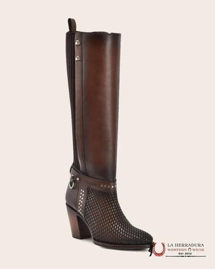 BOTAS ALTAS DE MUJER CU774 CUADRA CUERO CAFÉ SILLERO DEL VASCO NATURAL CU774