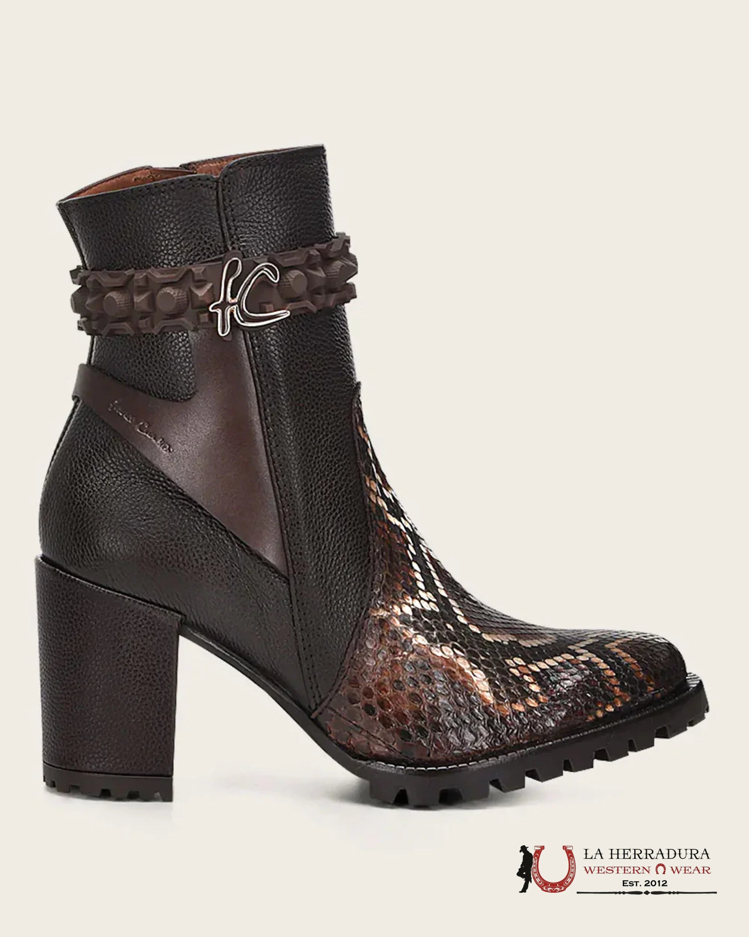WOMEN’S FRANCO CUADRA PYTHON CAFE CACAO BRISTOL COWHIDE BOTAS MUJERES