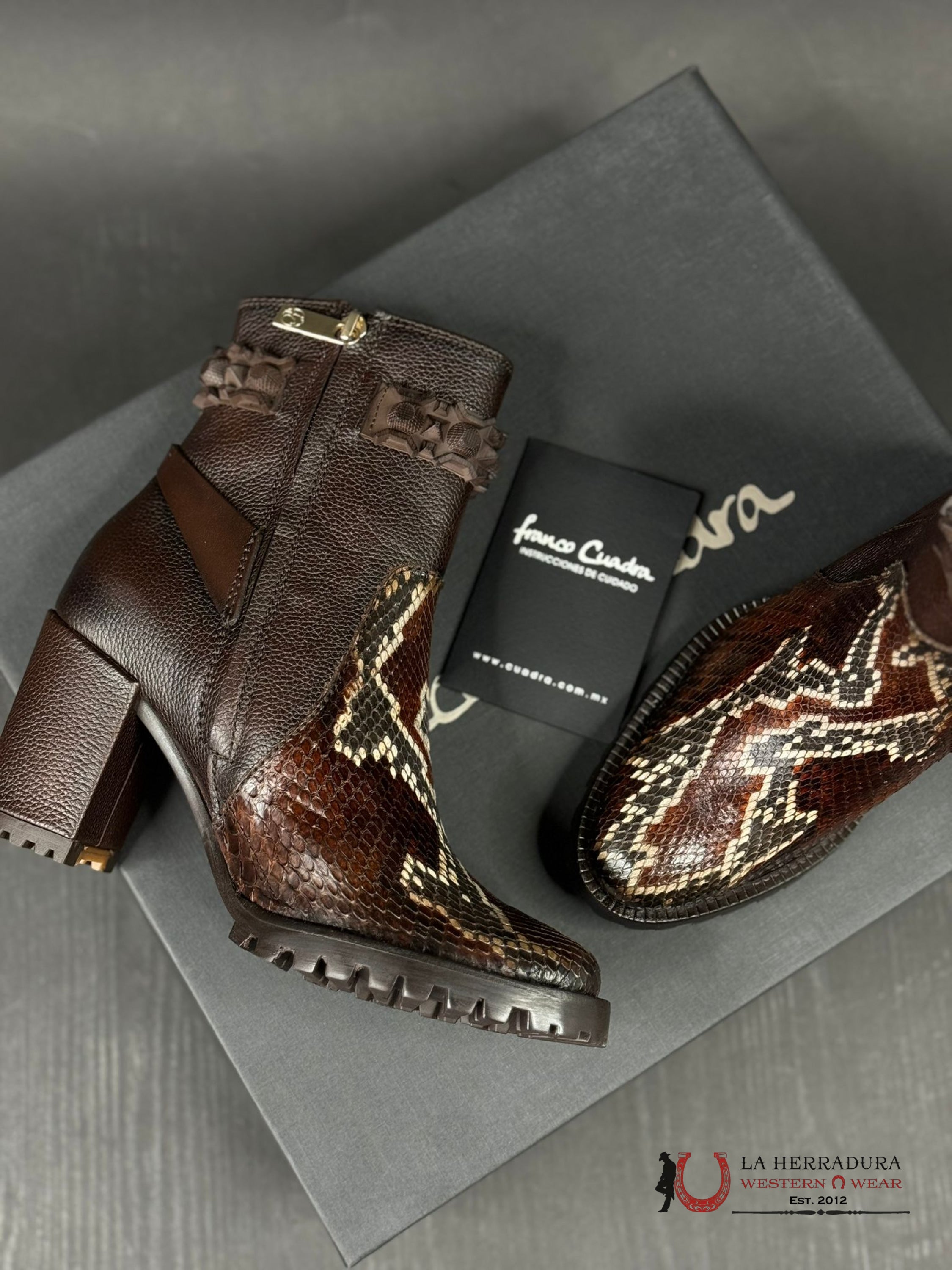 Women’s Franco Cuadra Python Cafe Cacao Bristol Cowhide Botas Mujeres
