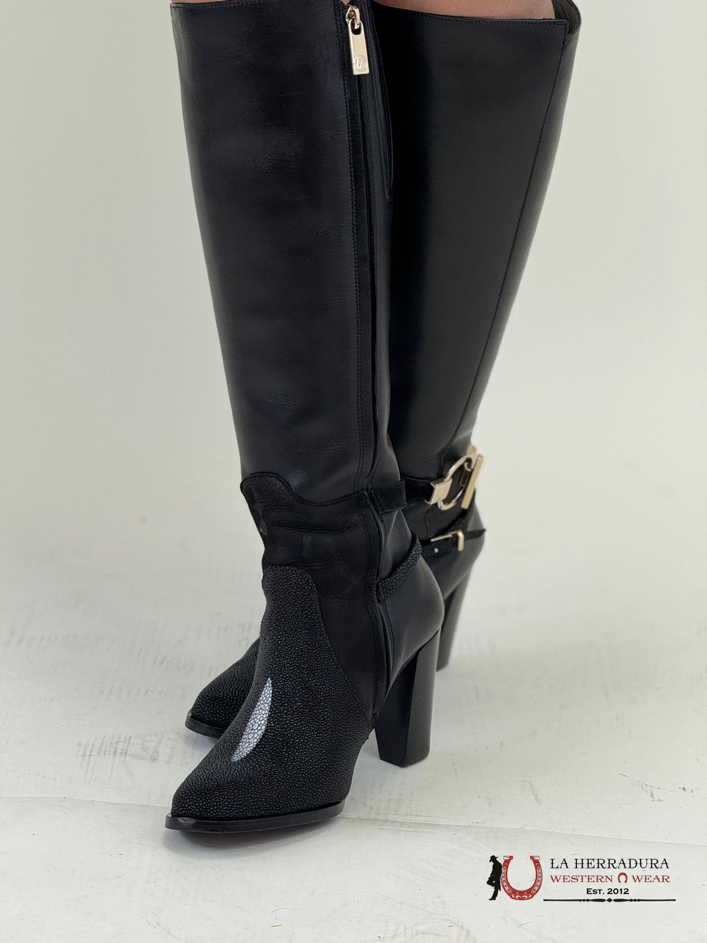 Women’s Franco Cuadra Tall Boot Stingray Velvet Black Botas Mujeres