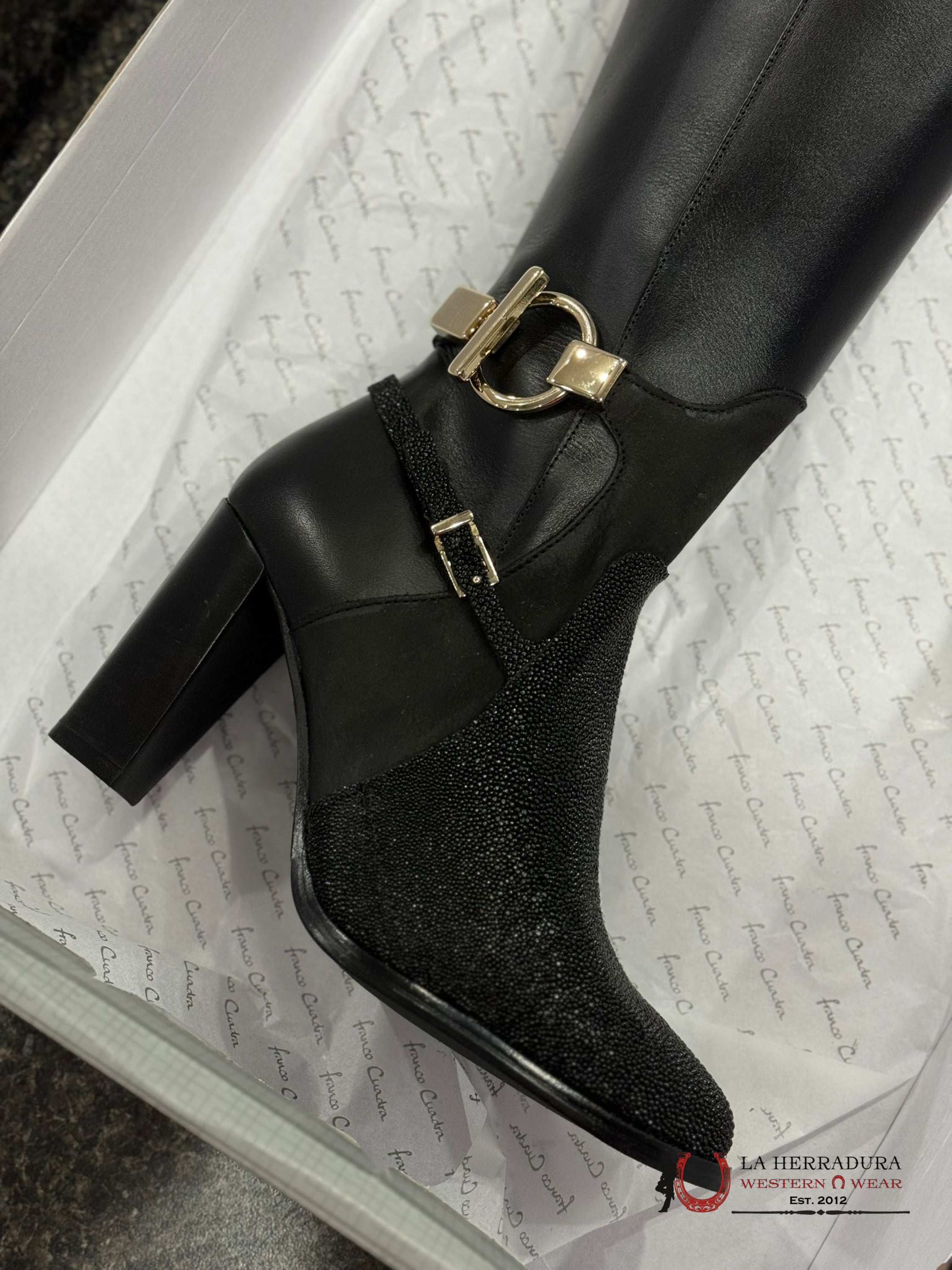 Women’s Franco Cuadra Tall Boot Stingray Velvet Black Botas Mujeres