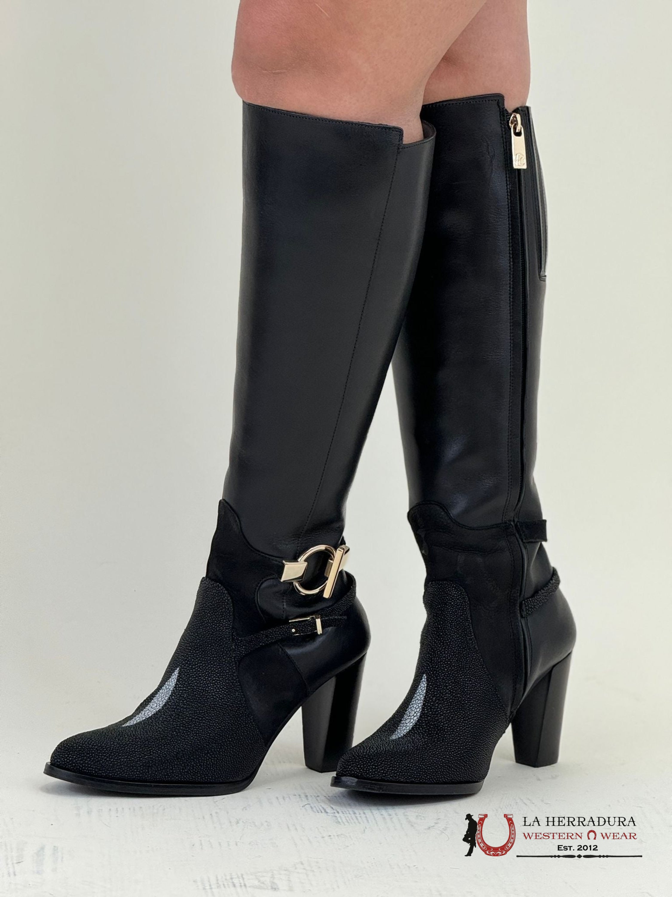 Women’s Franco Cuadra Tall Boot Stingray Velvet Black Botas Mujeres