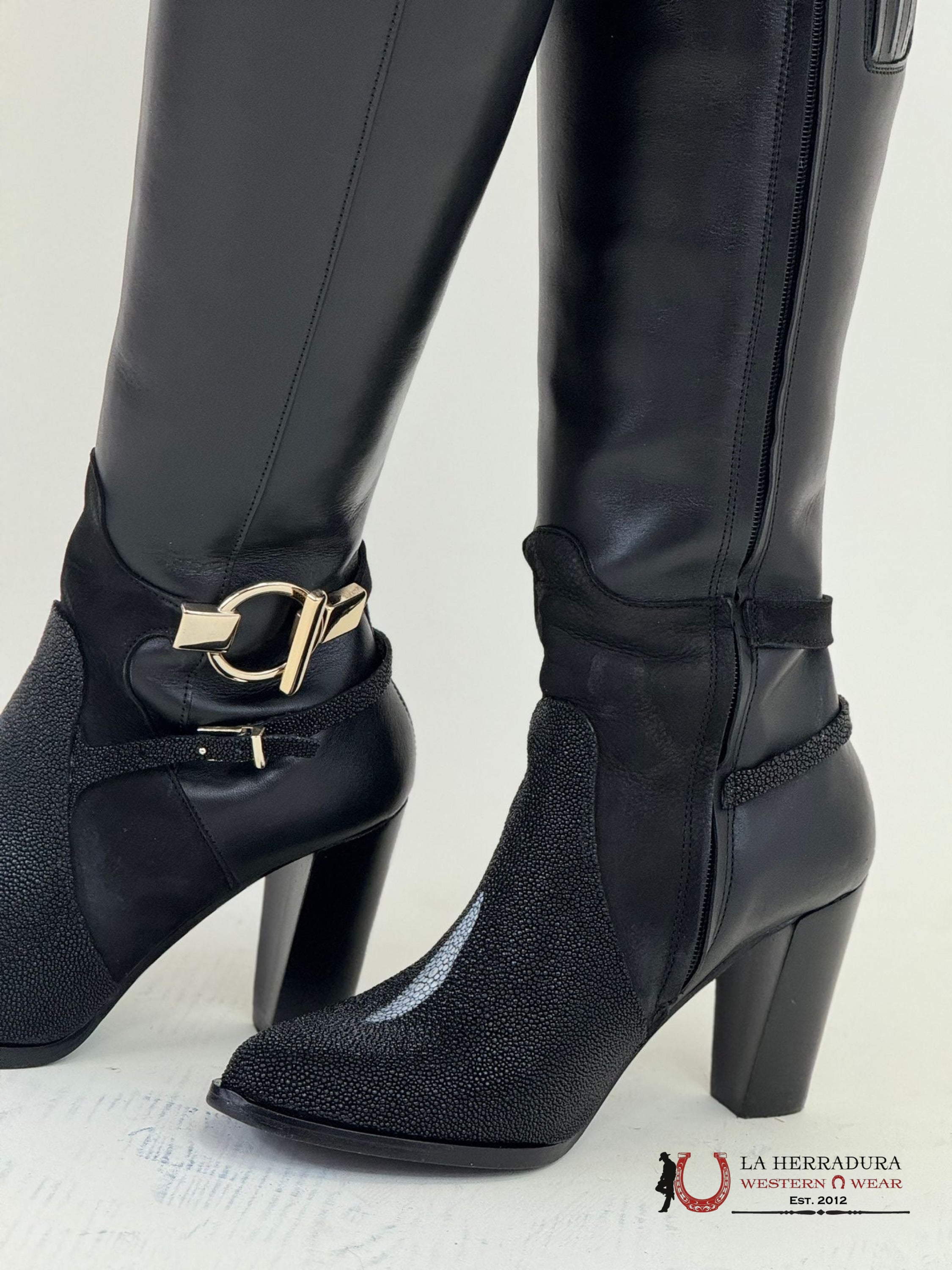 Women’s Franco Cuadra Tall Boot Stingray Velvet Black Botas Mujeres