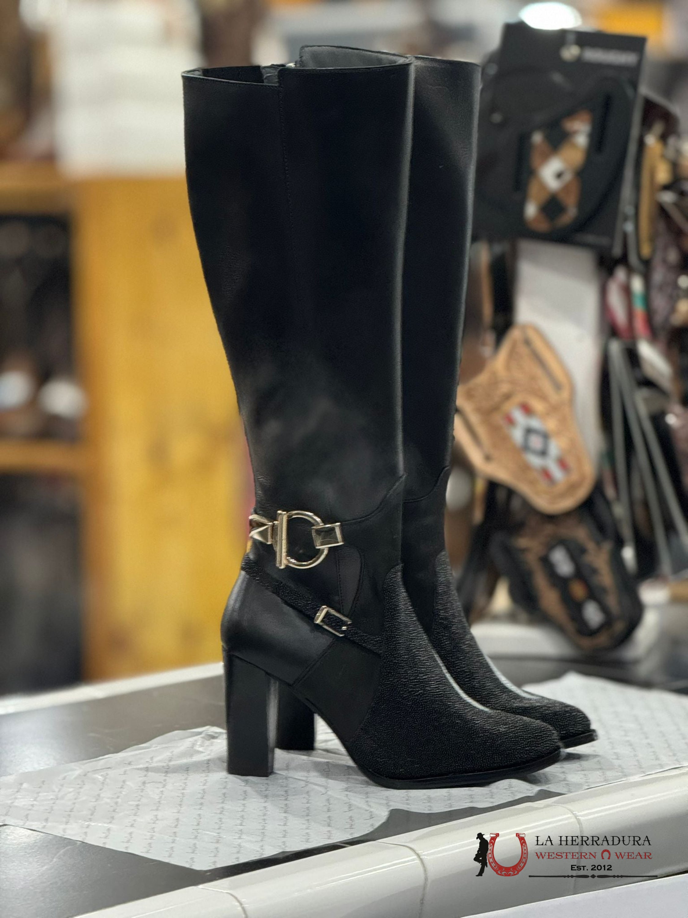 Women’s Franco Cuadra Tall Boot Stingray Velvet Black Botas Mujeres