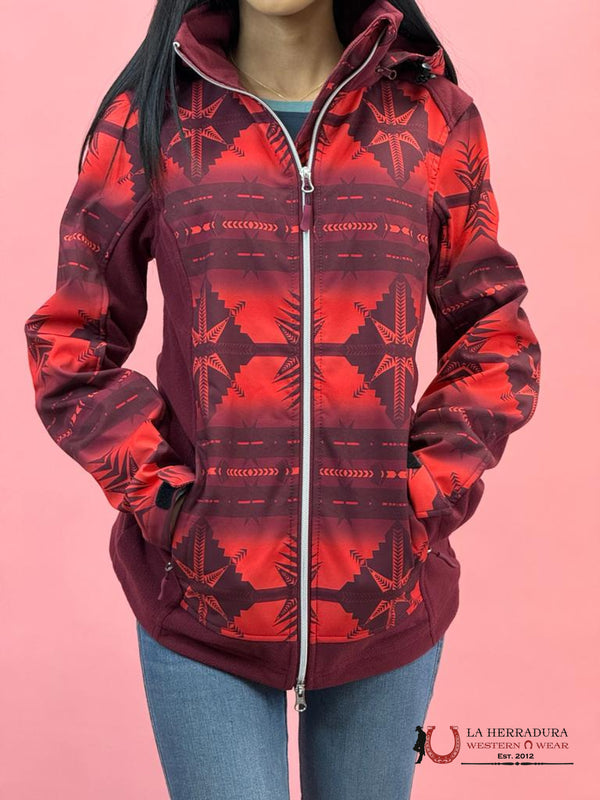 Chaqueta softshell de mujer con estampado azteca Panhandle fucsia PRW092RZY6