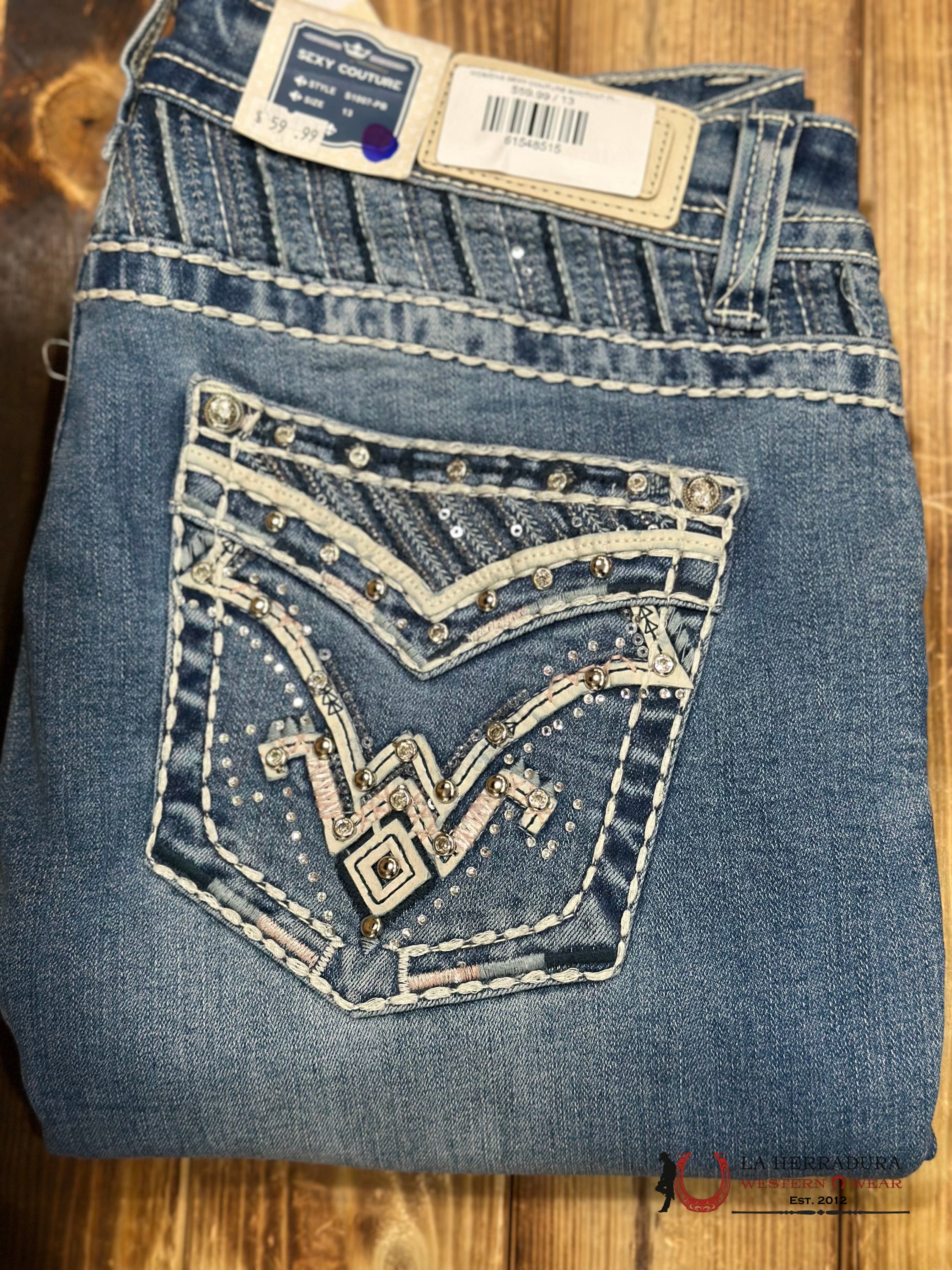 WOMENS SEXY COUTURE BOOTCUT FIT TRIANGLE DESGIN WITH BLING S1007-PB NIÑOS