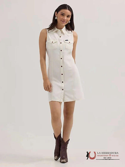 VESTIDO CAMISERO VAQUERO CON BOTONES A PRESIÓN BLANCO PARA MUJER -112364413